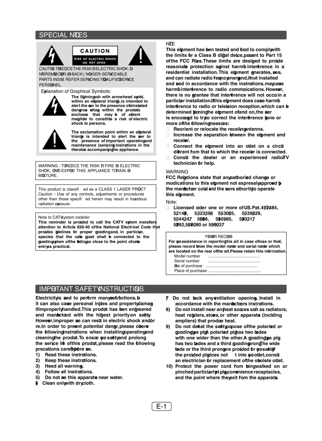 Sony XL-HF200P(BK) operation manual Special Notes, Explanation of Graphical Symbols 