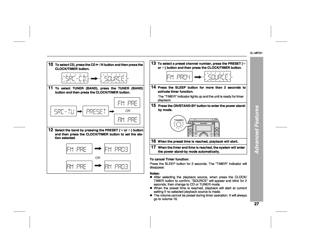 Sony XL-MP2H operation manual Advanced 