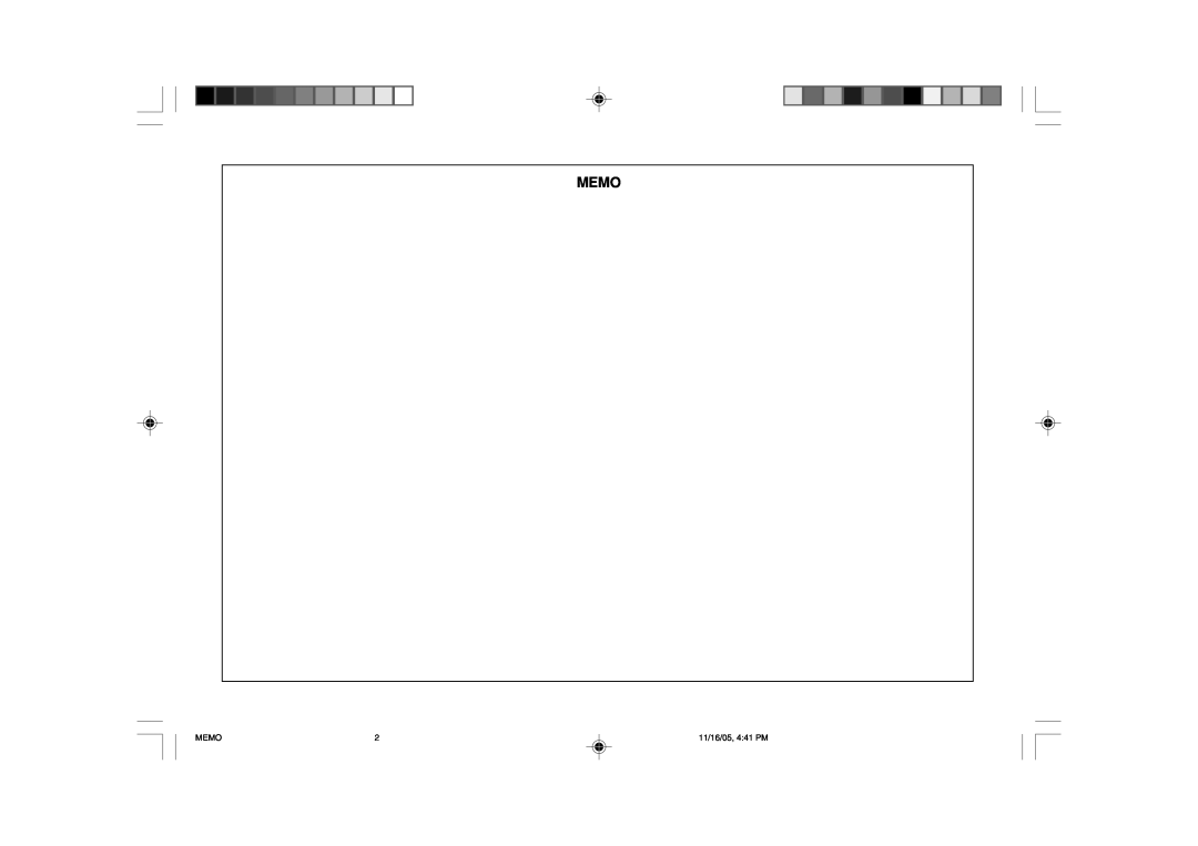 Sony XL-MP2H operation manual Memo, 11/16/05, 4 41 PM 
