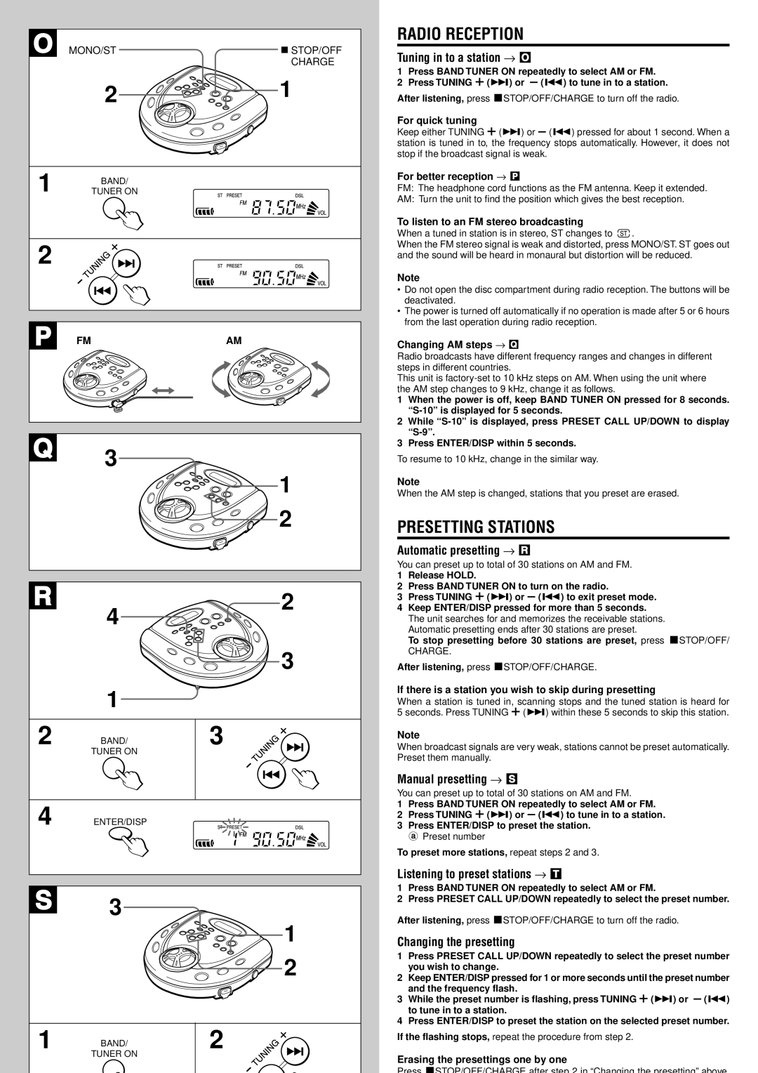 Sony XP-SR321, XP-SR320 specifications Radio Reception, Presetting Stations 