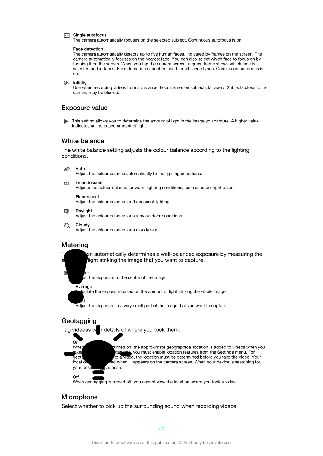 Sony XPERIA S manual Microphone, Tag videoss with details of where you took them 