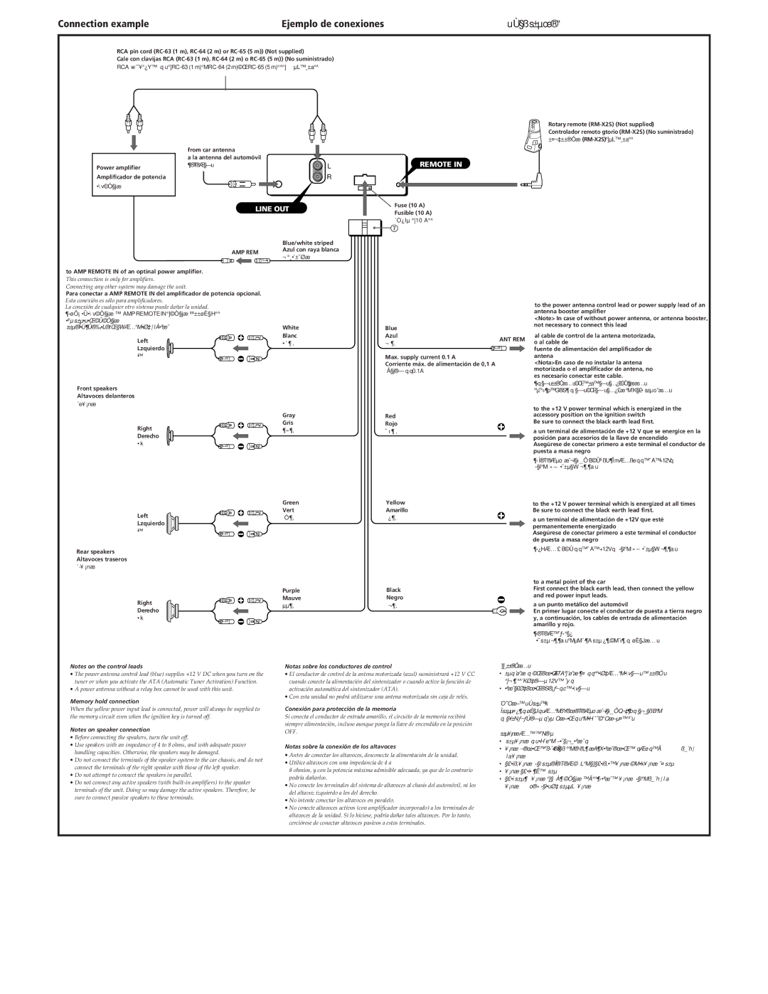 Sony XR-1750 manual Connection example Ejemplo de conexiones 