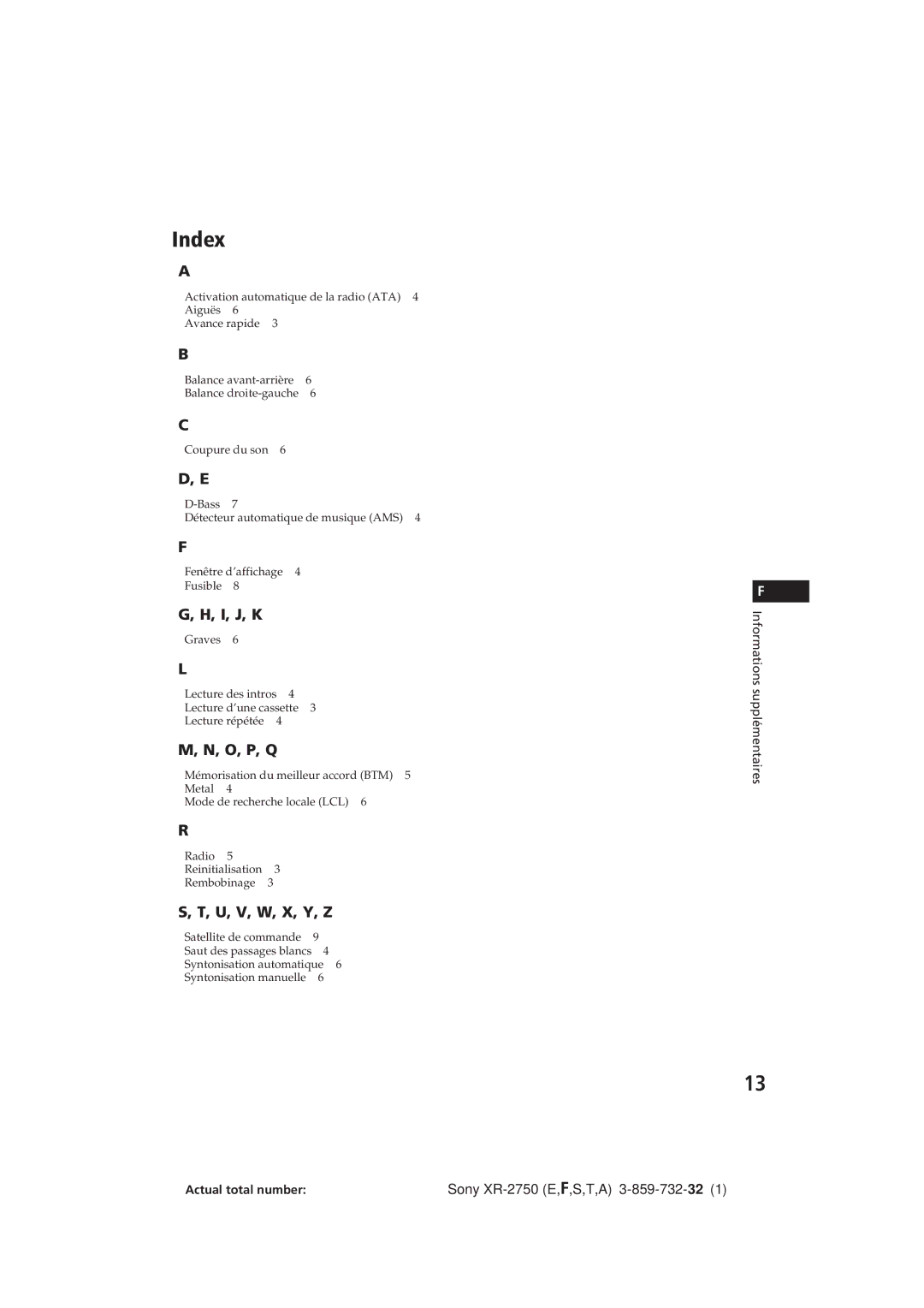 Sony XR-2750 operating instructions I, J, K 