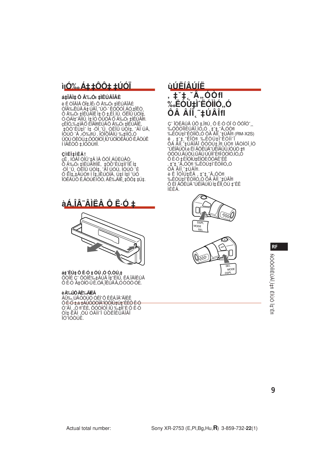 Sony XR-2753 operating instructions ÌõÓ‰ Á‡ ‡ÔÔ‡ ‡ÚÓÏ, Àá‚Îâ˜Âìëâ Ô Ë·Ó ‡, ÙÚËÍÂÚÍË ‚ ‡˘‡˛˘Â„ÓÒﬂ, ‡ÏÂÌ‡ Ô Â‰Óõ ‡ÌËÚÂÎÂÈ 