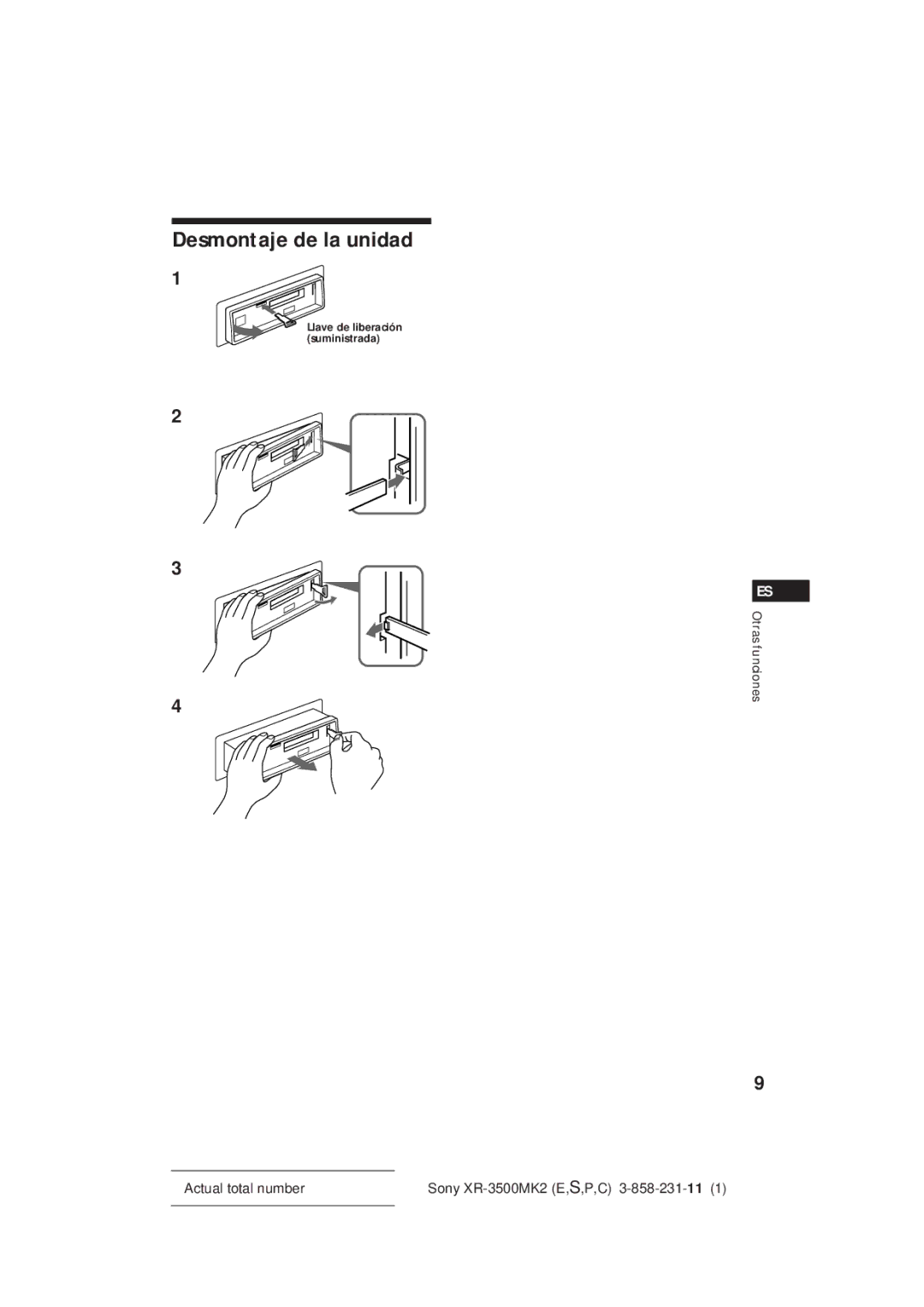 Sony XR-3500MK2 manual Desmontaje de la unidad 