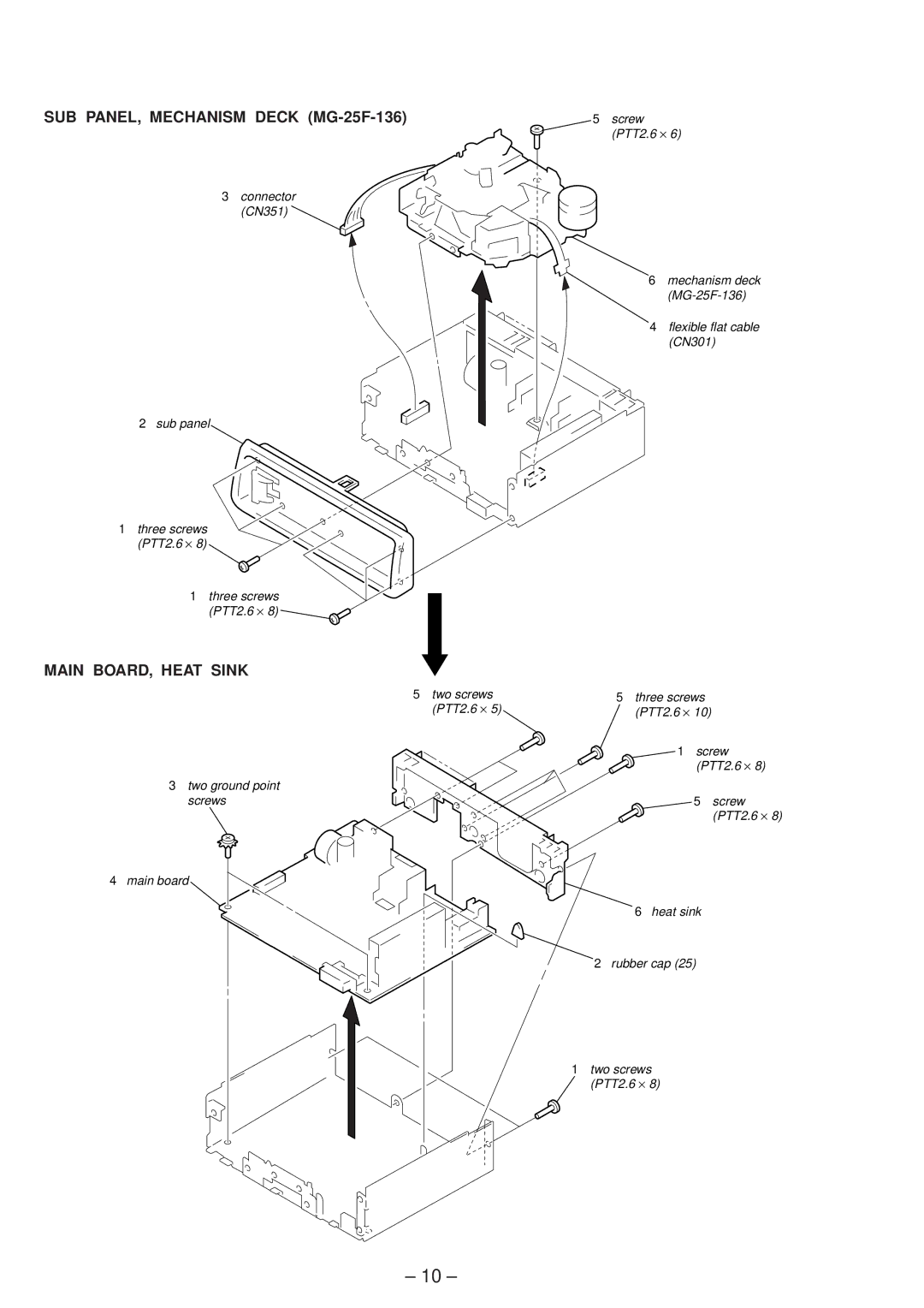 Sony XR-4803 service manual SUB PANEL, Mechanism Deck MG-25F-136, Main BOARD, Heat Sink 