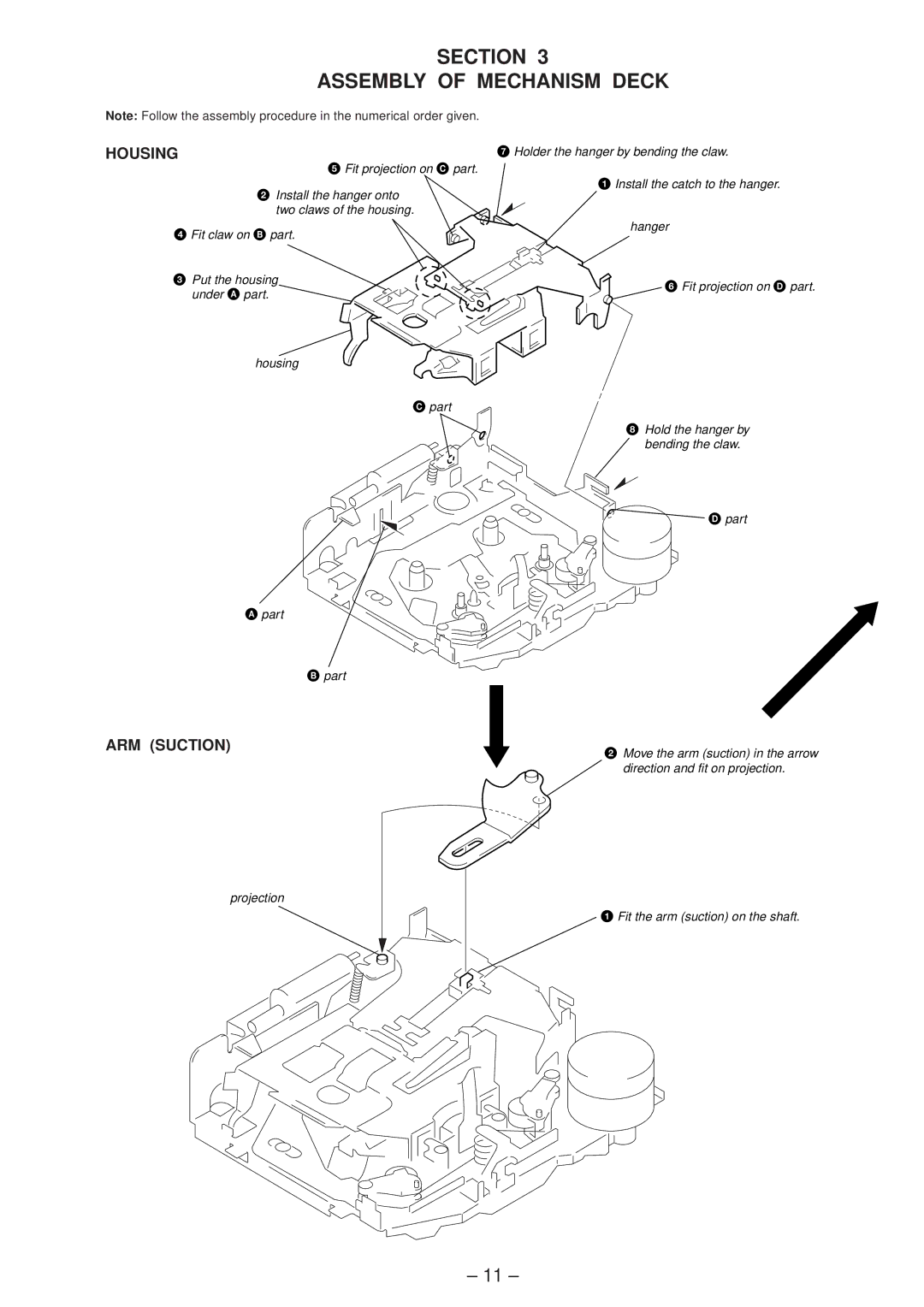 Sony XR-4803 service manual Section Assembly of Mechanism Deck, Housing 