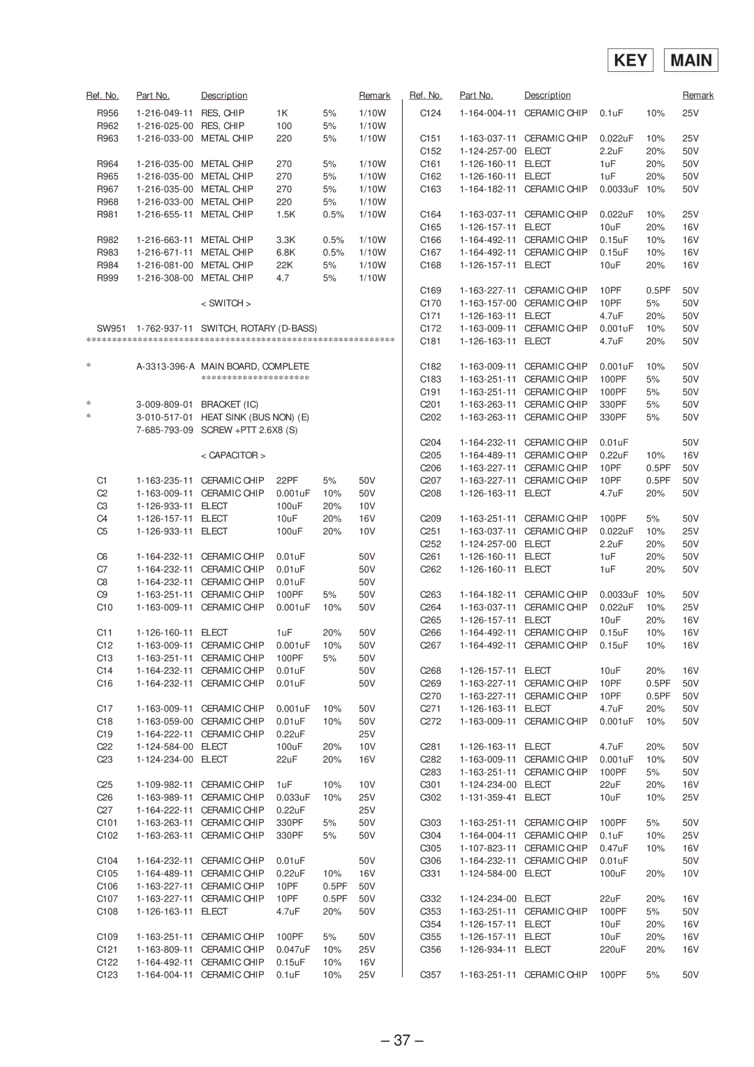 Sony XR-4803 service manual KEY Main 