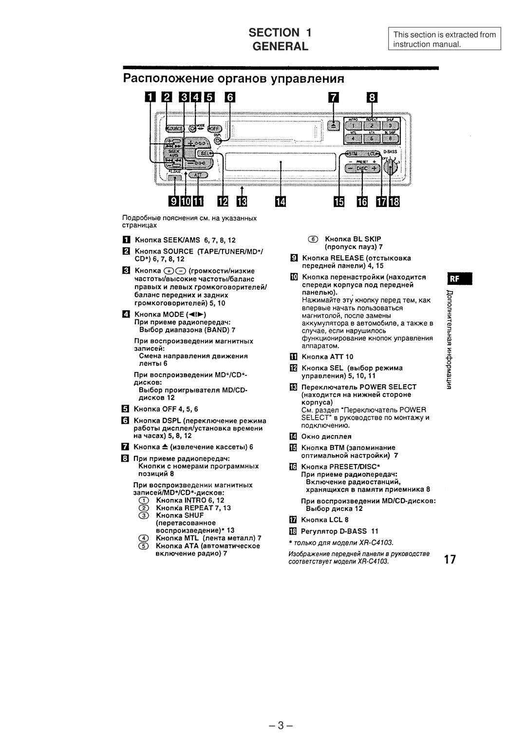 Sony XR-4803 service manual Section General 