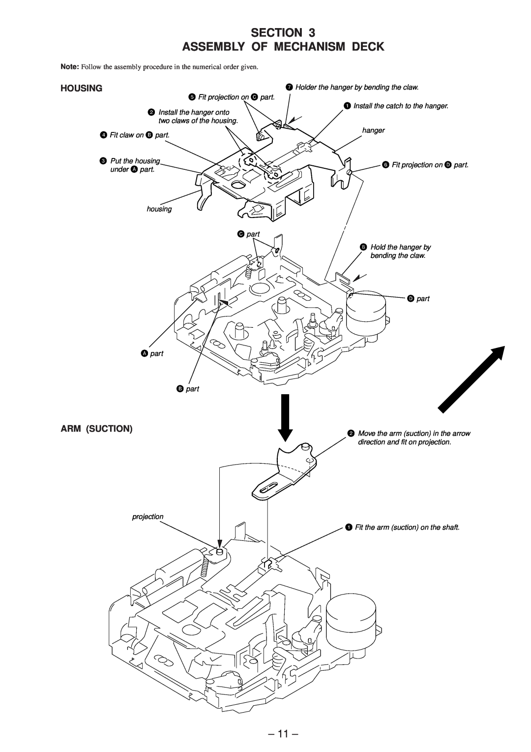 Sony XR-4803 service manual Section Assembly Of Mechanism Deck, Arm Suction 