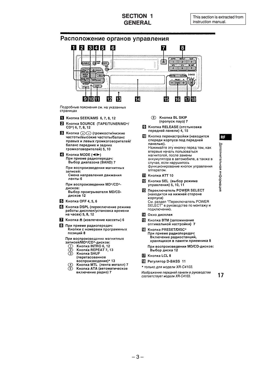 Sony XR-4803 service manual Section General 