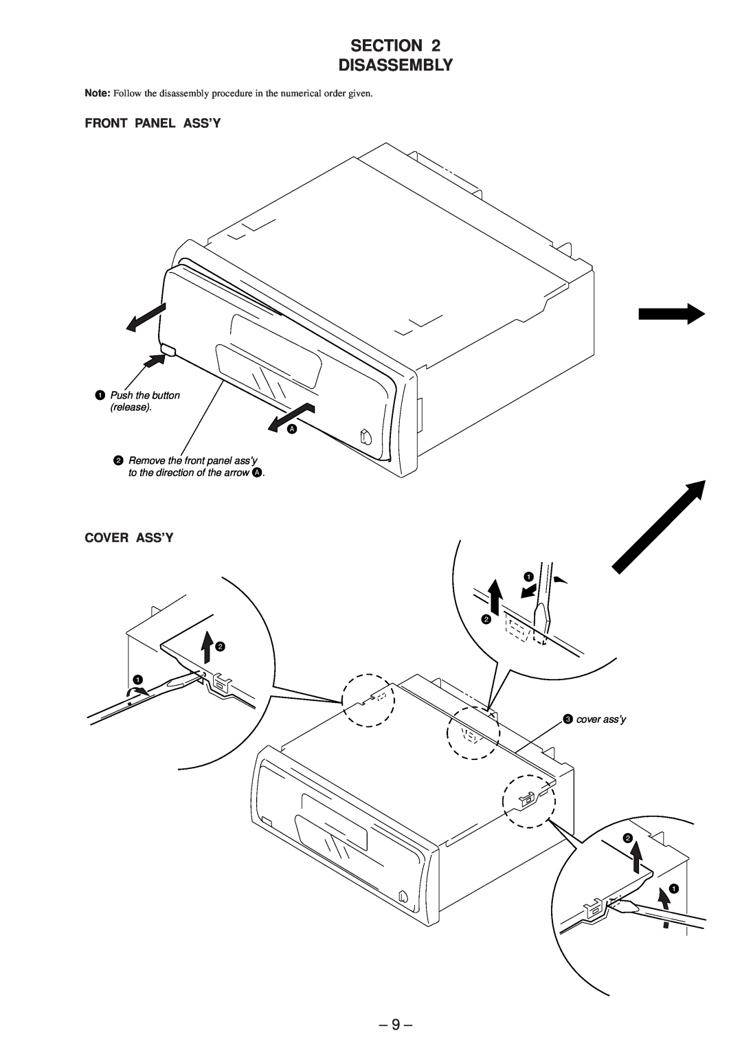 Sony XR-4803 service manual Section Disassembly 
