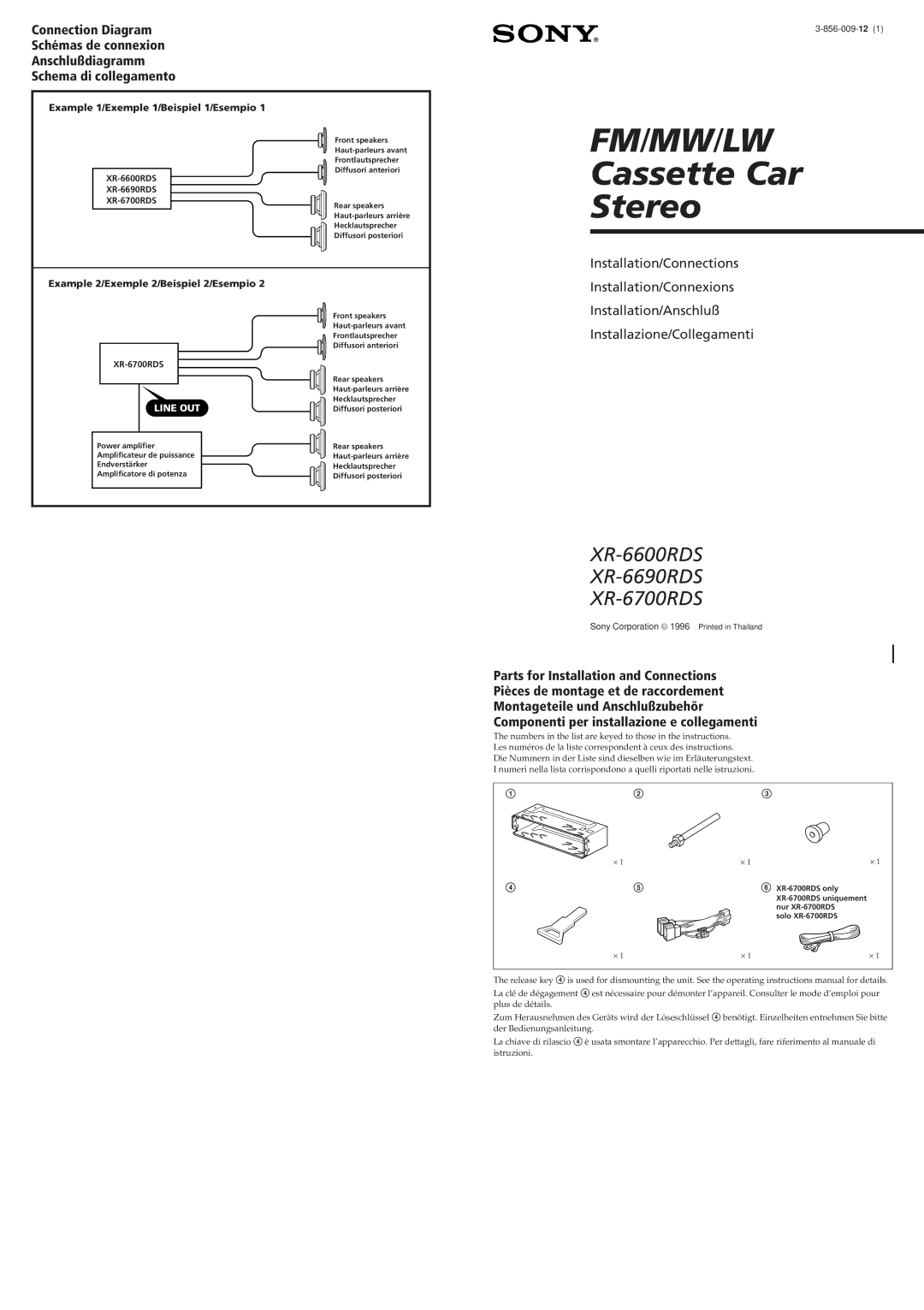 Sony XR6700RDS operating instructions Example 1/Exemple 1/Beispiel 1/Esempio, Example 2/Exemple 2/Beispiel 2/Esempio 