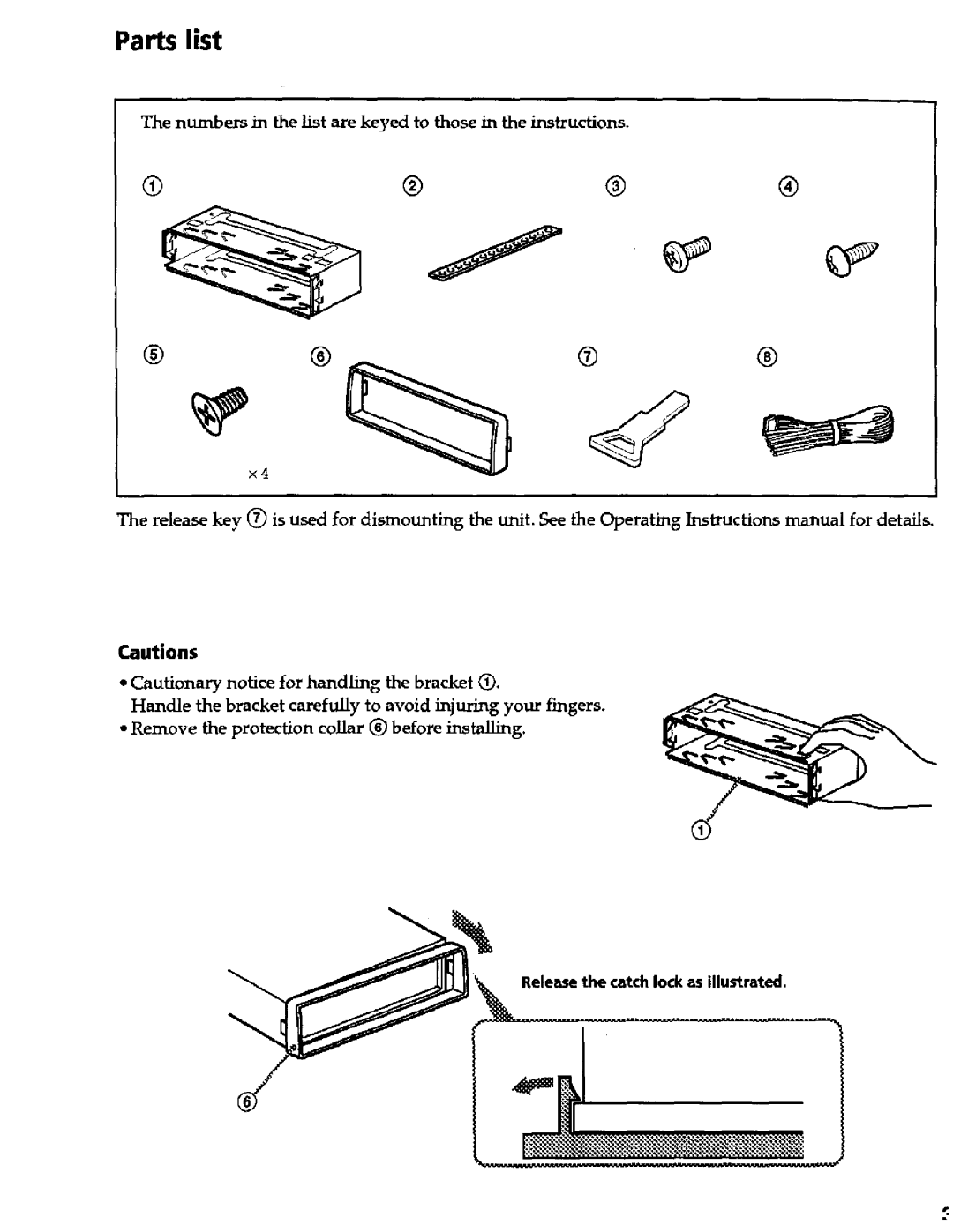 Sony XR-C2300X, XR-C2200 manual Parts list 