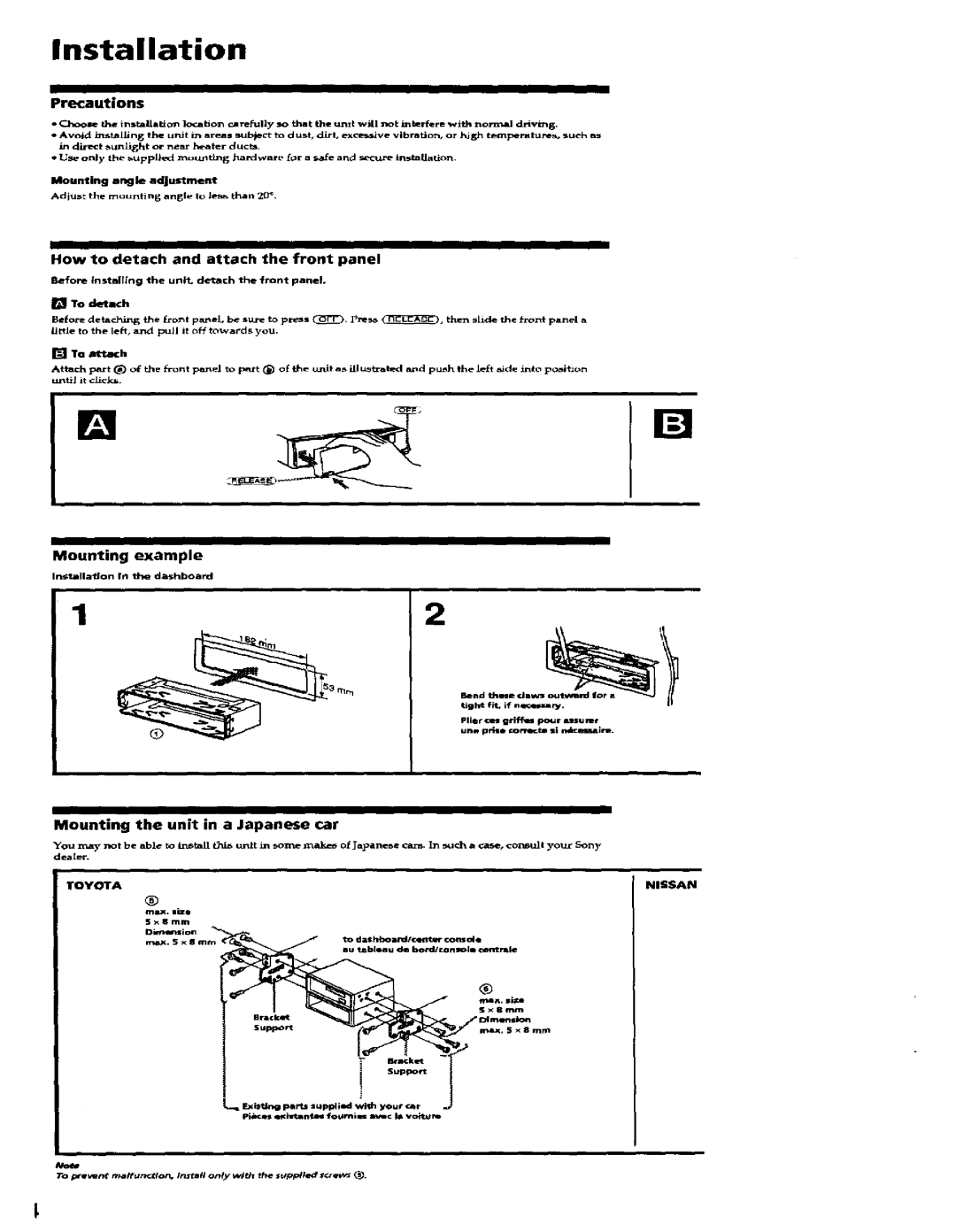 Sony XR-C2200, XR-C2300X manual Installation 