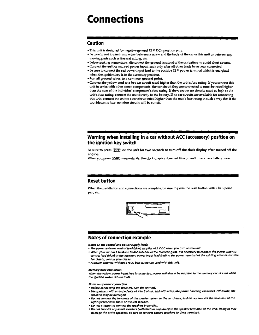 Sony XR-C2200, XR-C2300X manual Connections 