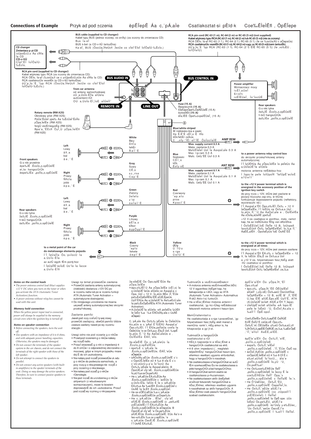 Sony XR-C223 operating instructions Connections of Example 