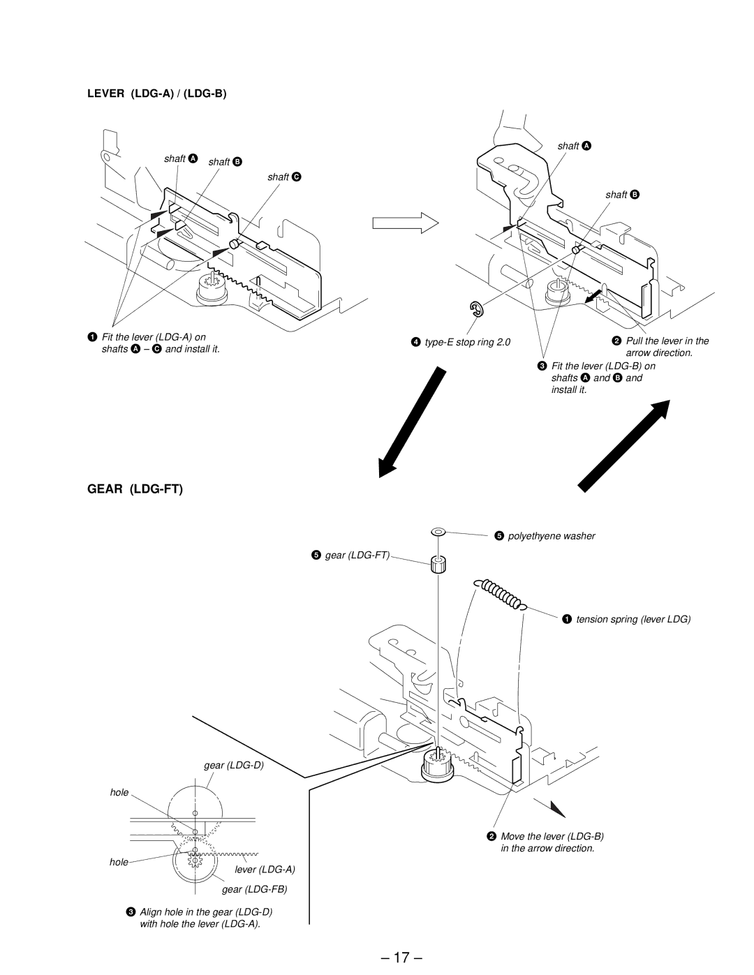 Sony XR-C440 service manual Gear LDG-FT, Lever LDG-A / LDG-B 