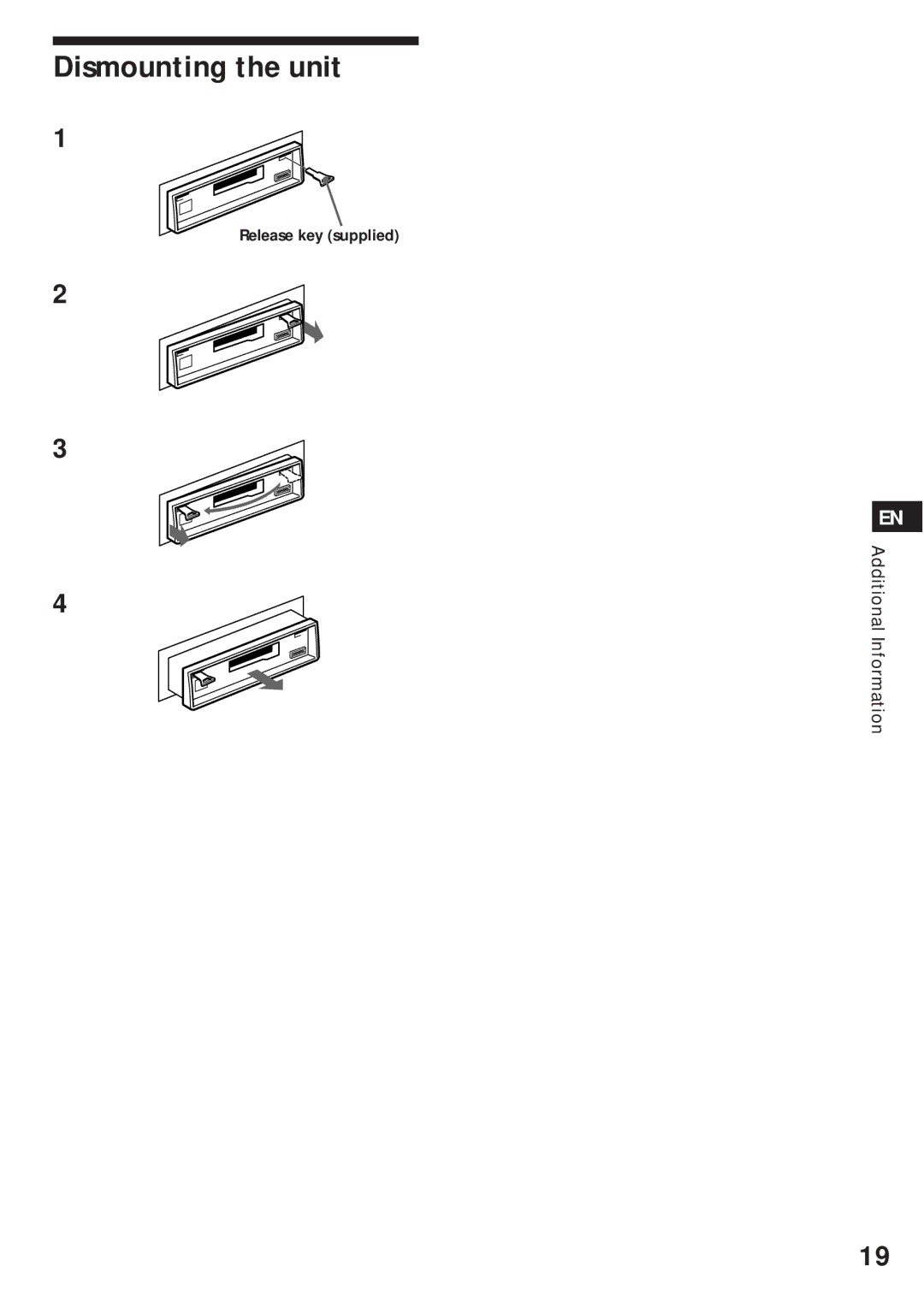 Sony XR-C540RDS, XR-C440RDS operating instructions Dismounting the unit 