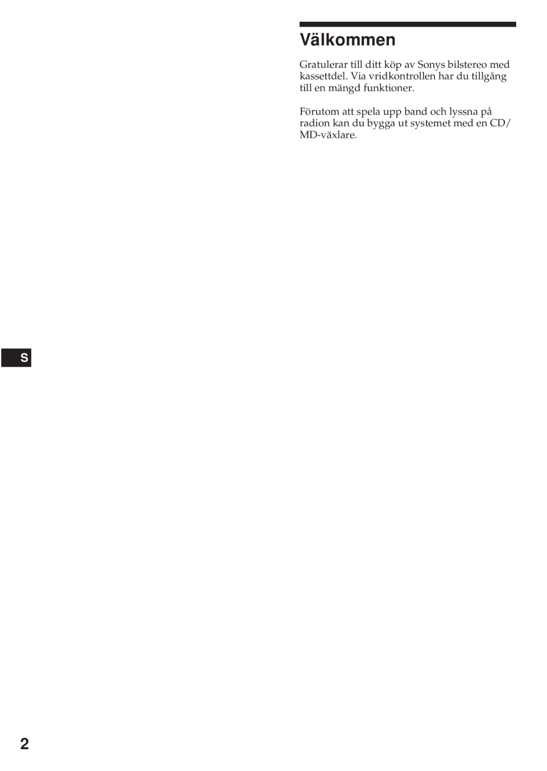 Sony XR-C440RDS, XR-C540RDS operating instructions Välkommen 