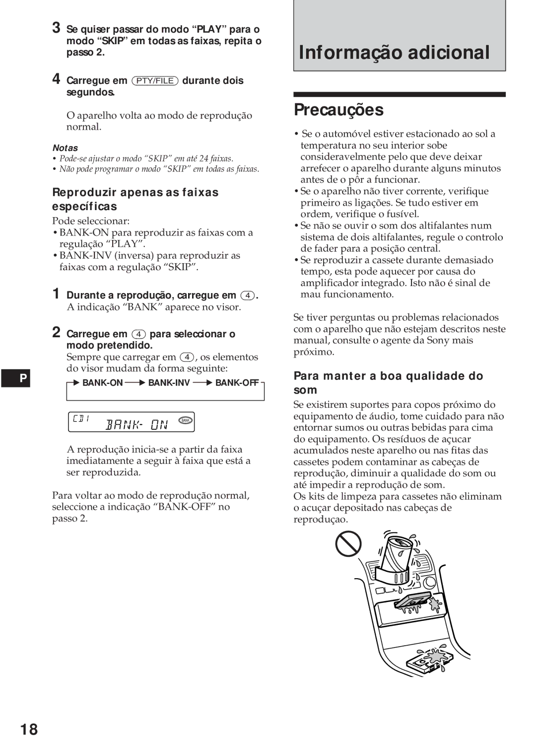 Sony XR-C440RDS, XR-C540RDS operating instructions Informação adicional, Precauções, Reproduzir apenas as faixas específicas 