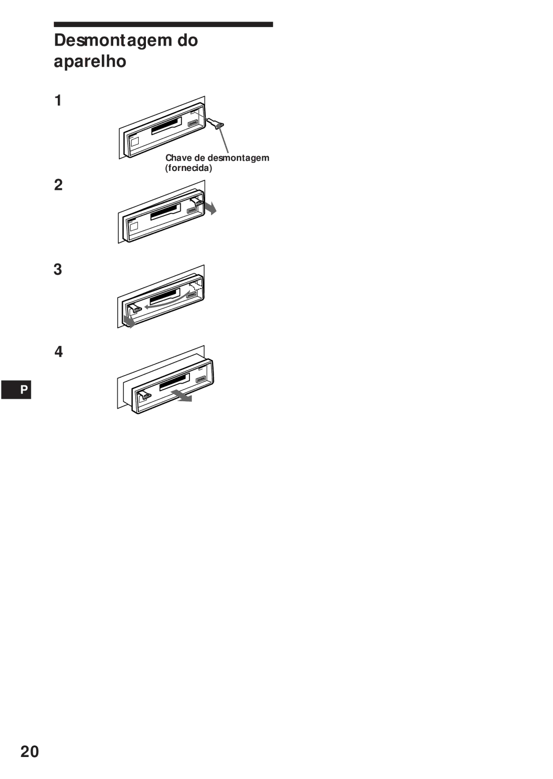 Sony XR-C440RDS, XR-C540RDS operating instructions Desmontagem do aparelho 