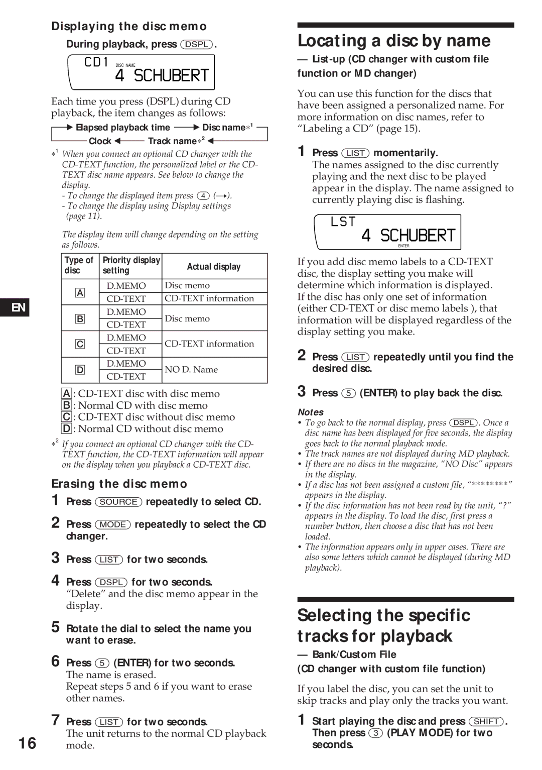 Sony XR-C750 operating instructions Locating a disc by name, Selecting the specific tracks for playback 