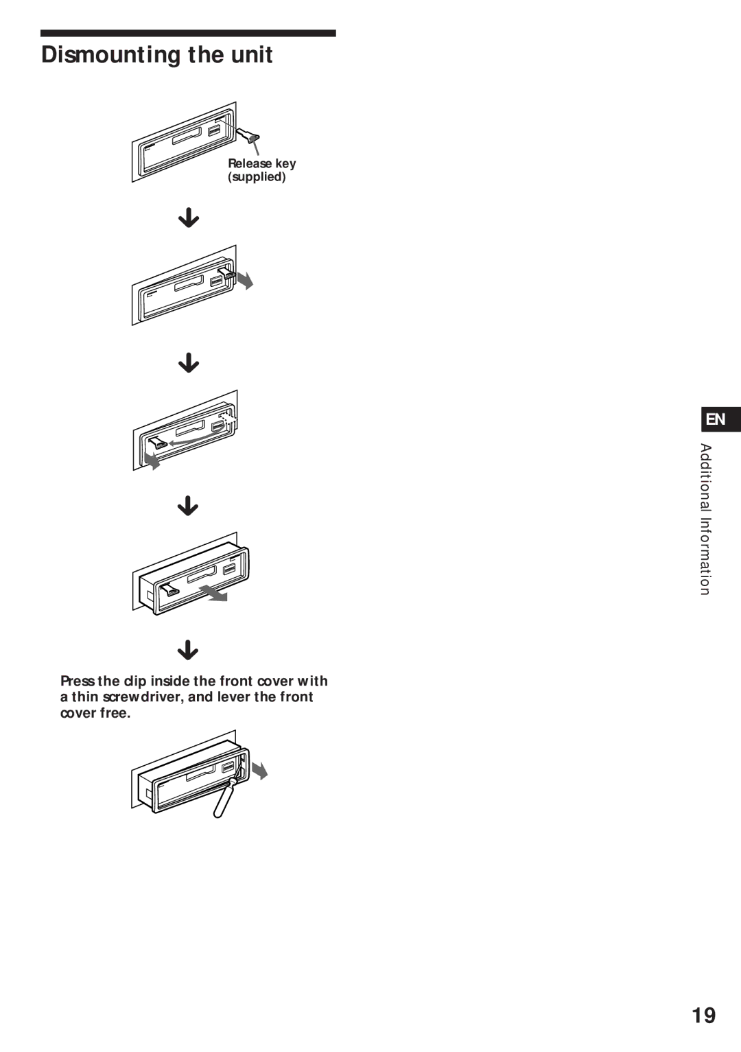 Sony XR-C750 operating instructions Dismounting the unit 