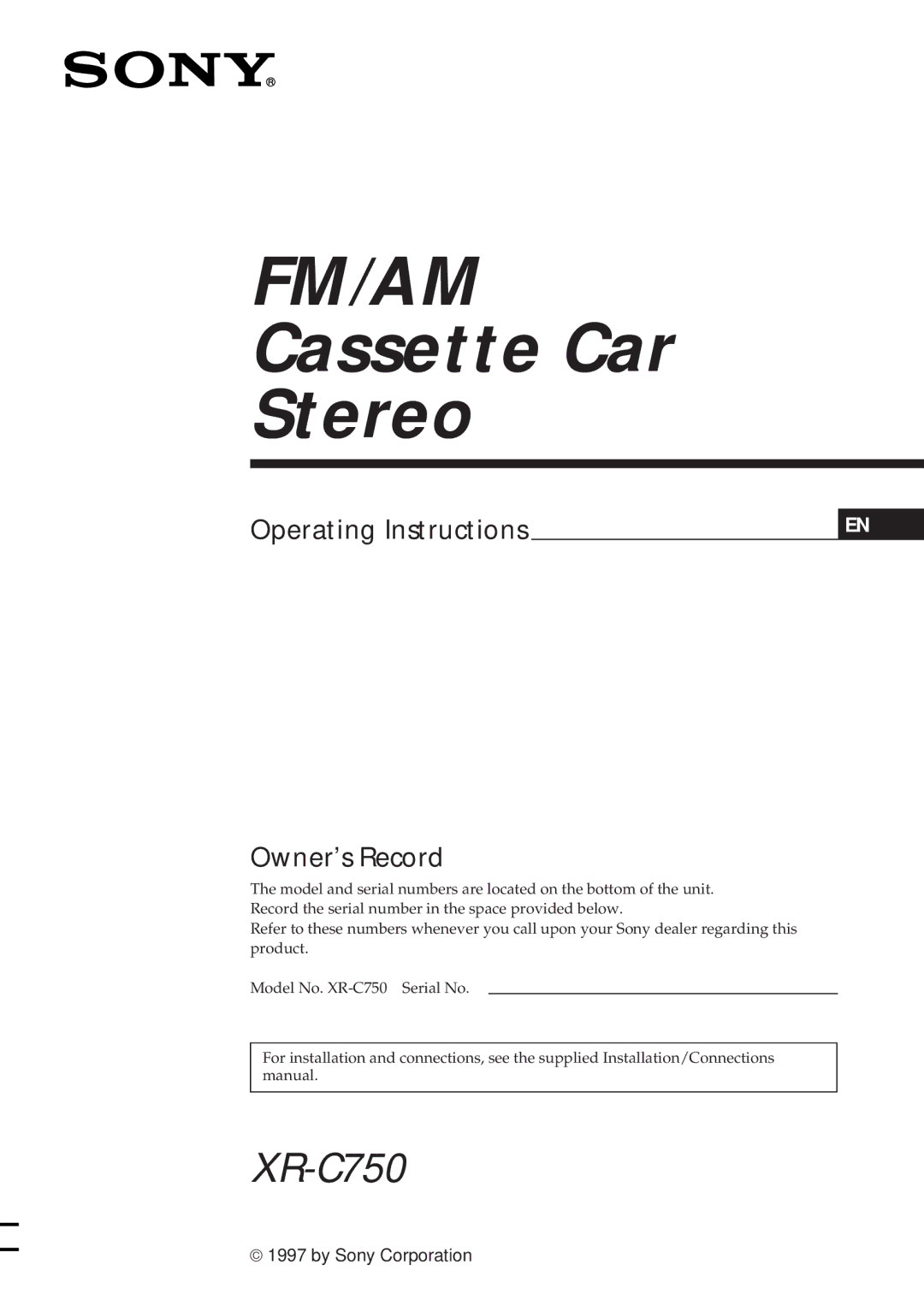 Sony XR-C750 operating instructions Fm/Am 