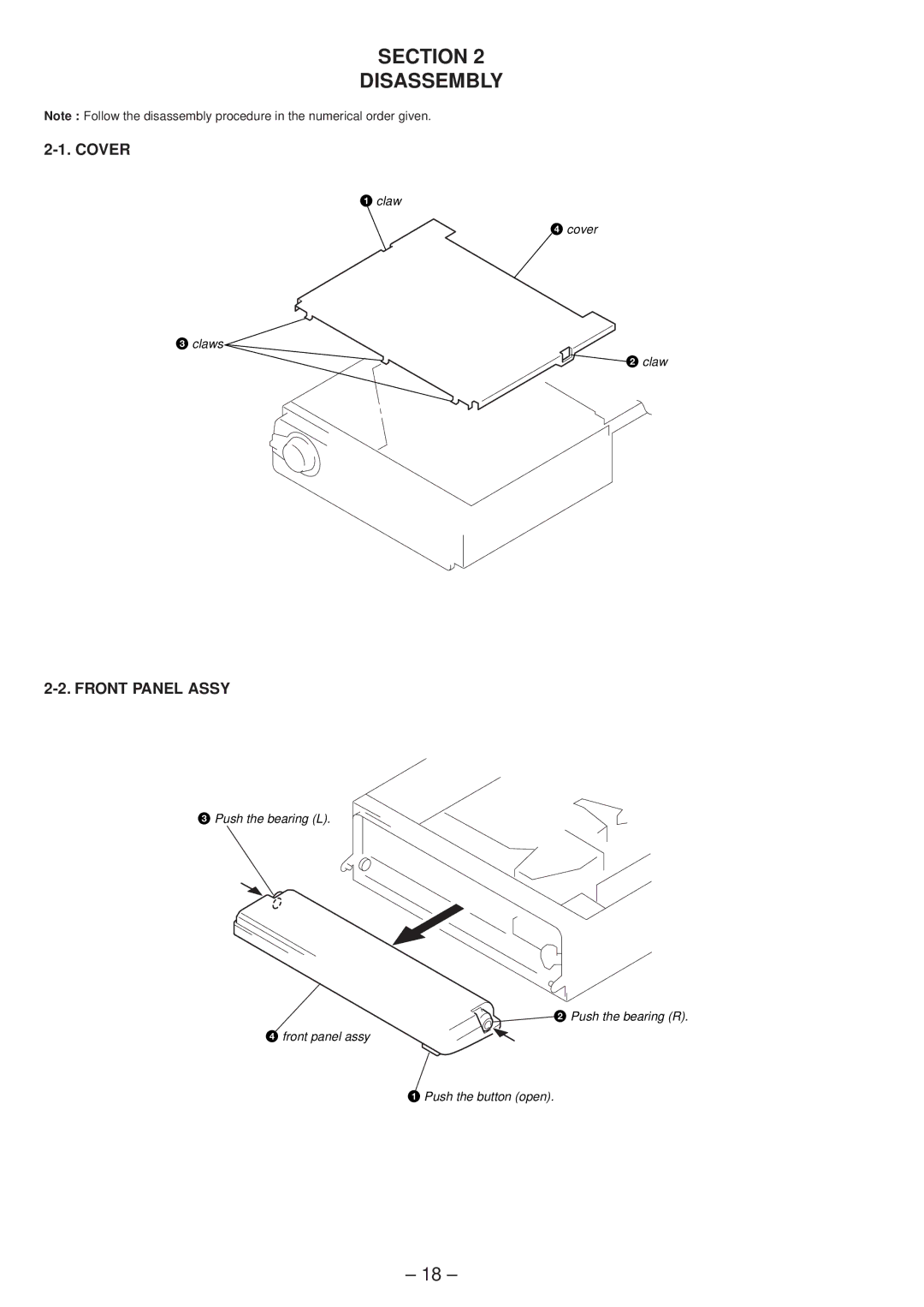 Sony XR-C8100R service manual Section Disassembly, Front Panel Assy 