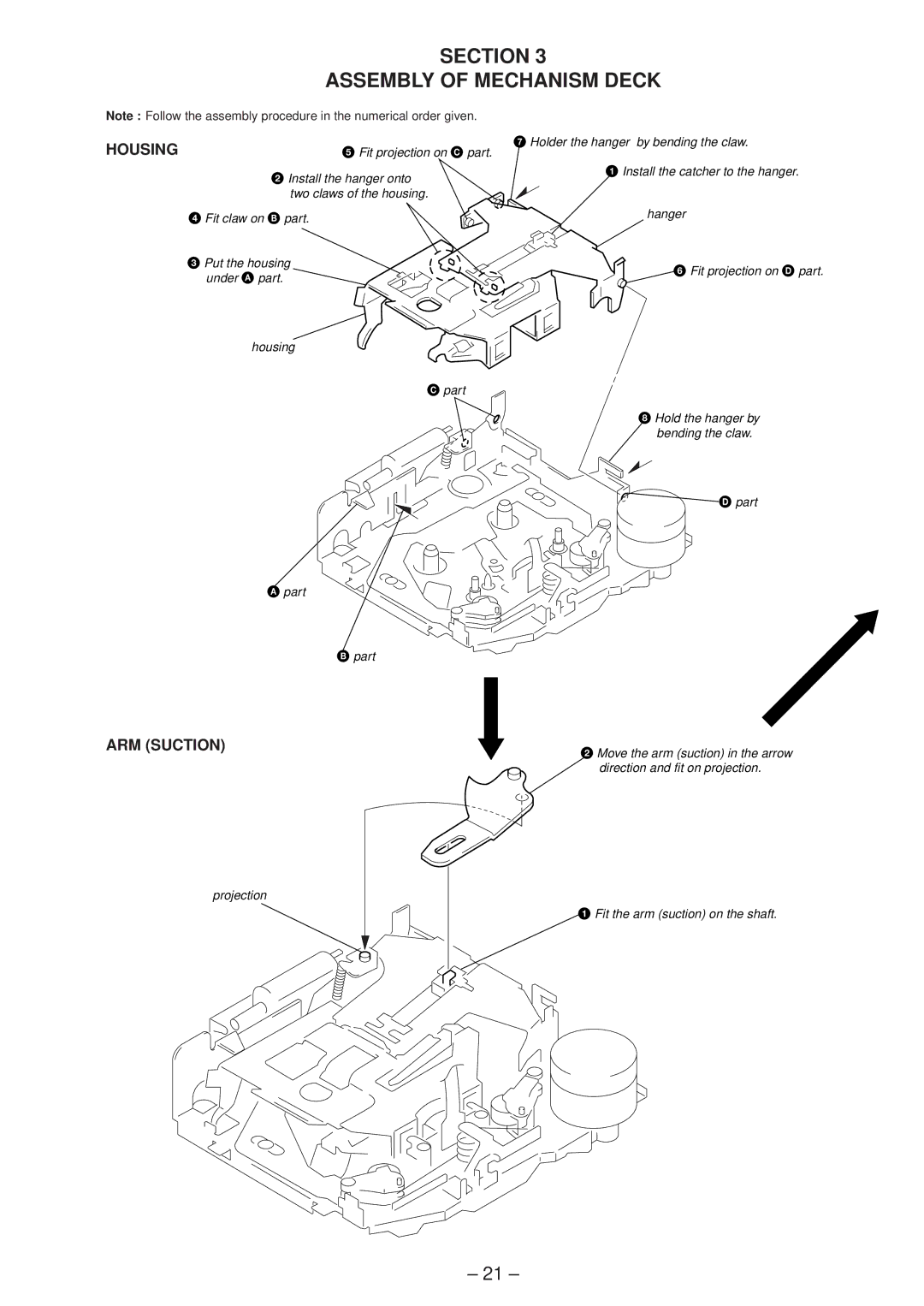 Sony XR-C8100R service manual Section Assembly of Mechanism Deck, Housing, ARM Suction 