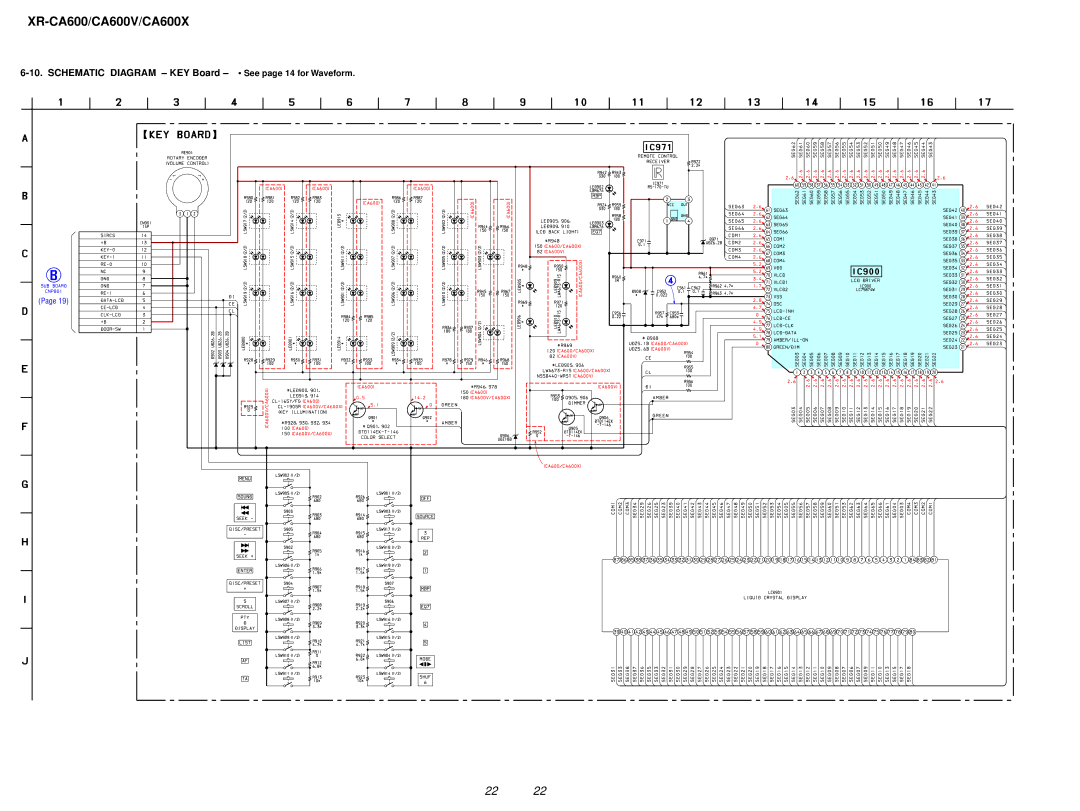 Sony XR-CA600X, XR-CA600V service manual Schematic Diagram KEY Board See page 14 for Waveform 