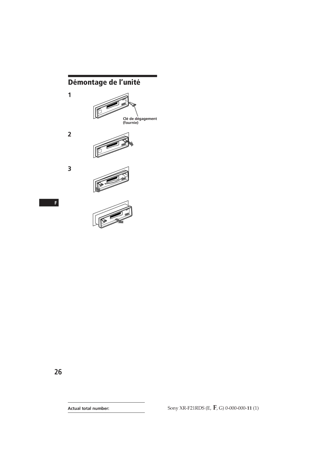 Sony XR-F21RDS operating instructions Démontage de l’unité 