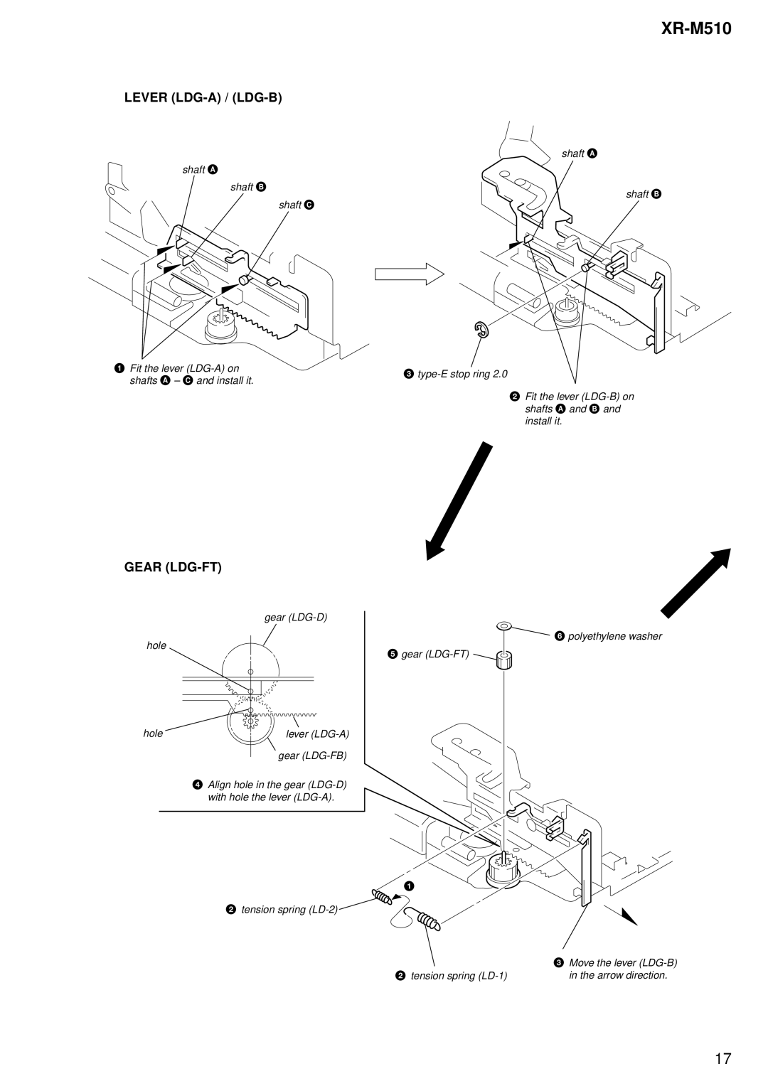 Sony XR-M510 service manual Lever LDG-A / LDG-B, Gear LDG-FT 