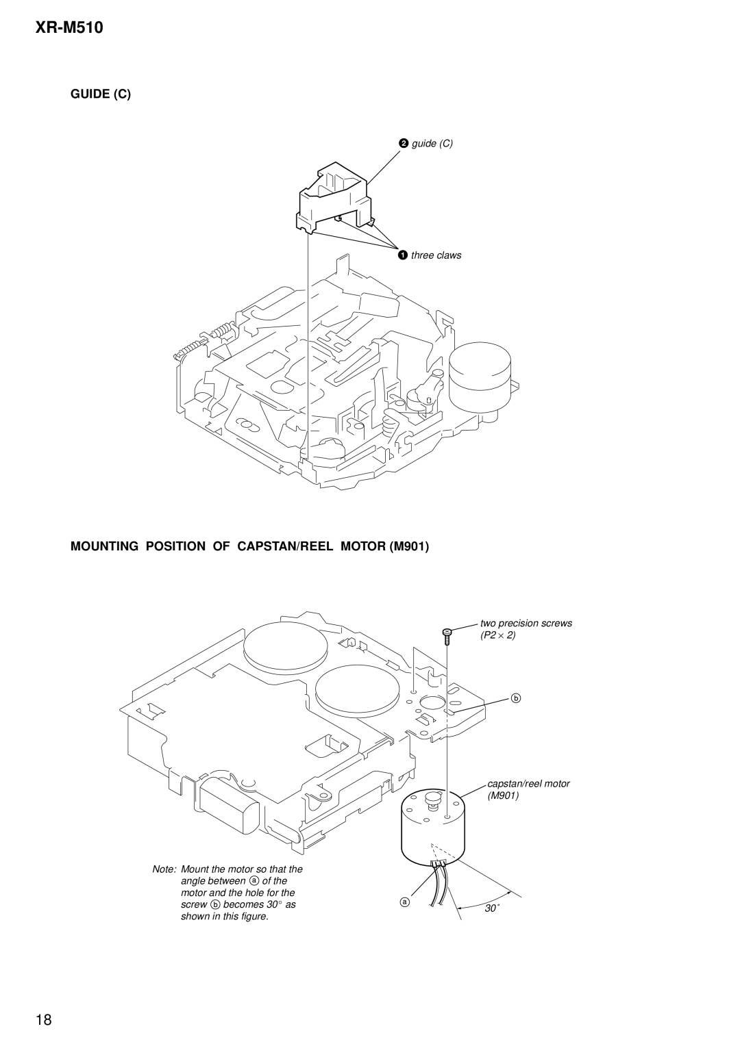 Sony XR-M510 service manual Guide C, Mounting Position of CAPSTAN/REEL Motor M901 