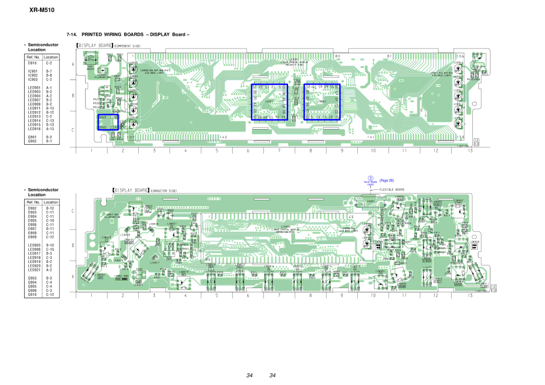 Sony XR-M510 service manual Printed Wiring Boards Display Board 