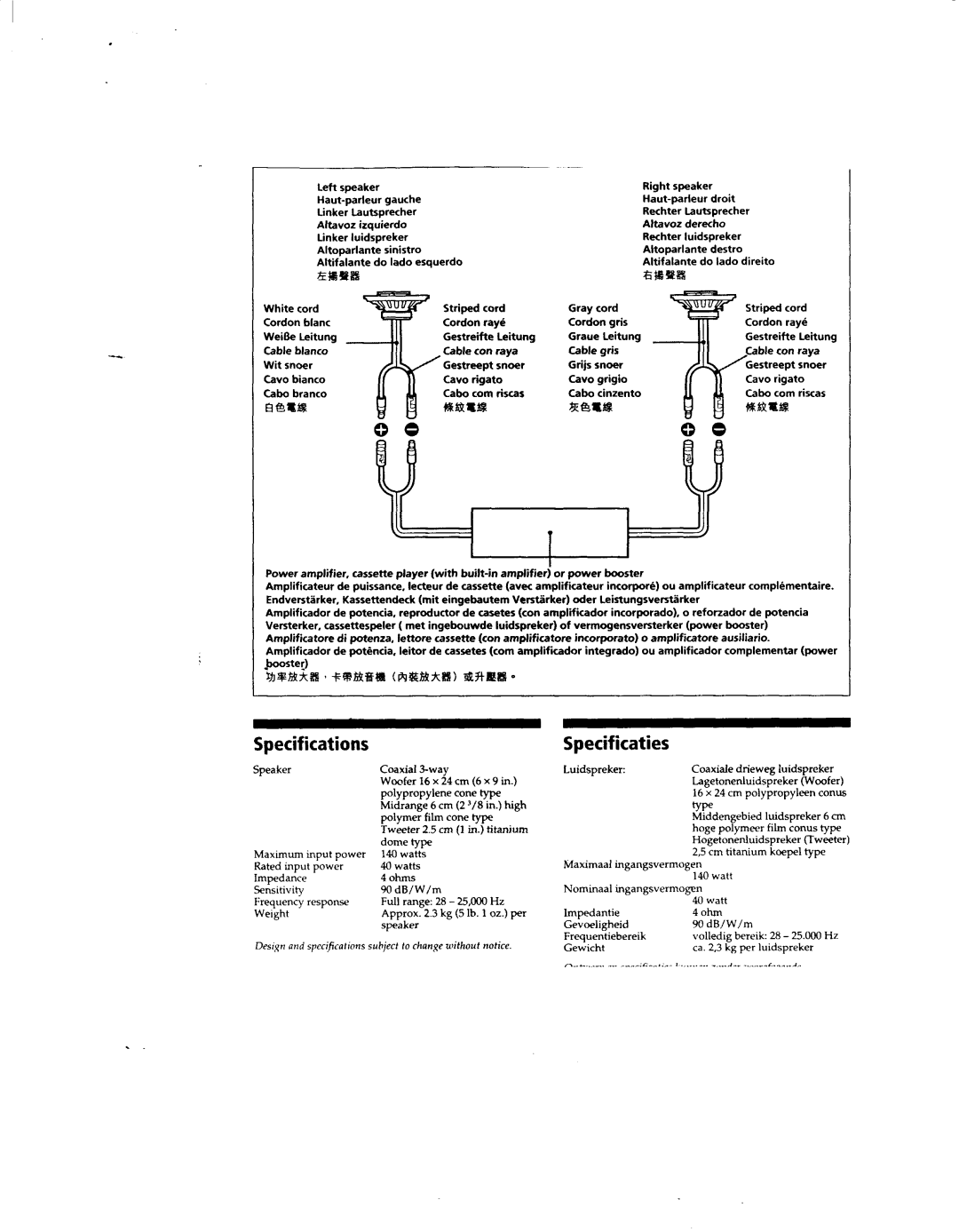 Sony XS-6953 manual 