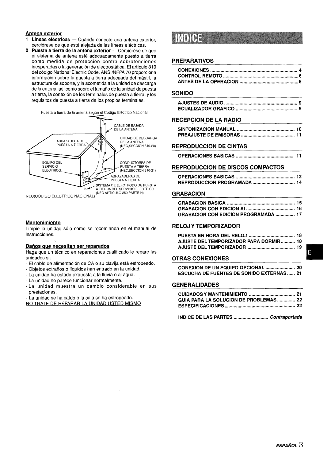 Sony Z-L30 manual Recepcion, Reproduction DE Discos, Grabacion 