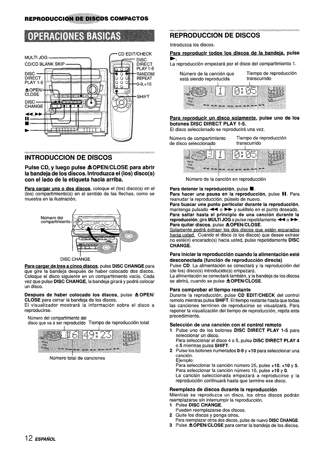 Sony Z-L30 manual Reproduction DE Discos, Change 