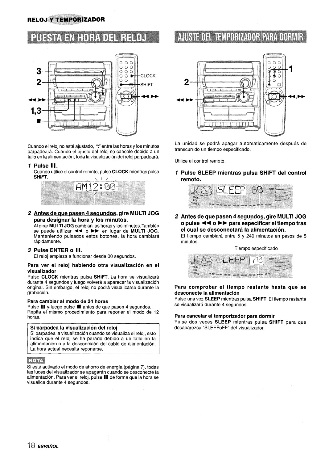 Sony Z-L30 manual Pulse Enter, Pulse Il, Pulse Sleep mientras pulsa Shift del control remoto, SHIFT.\l 