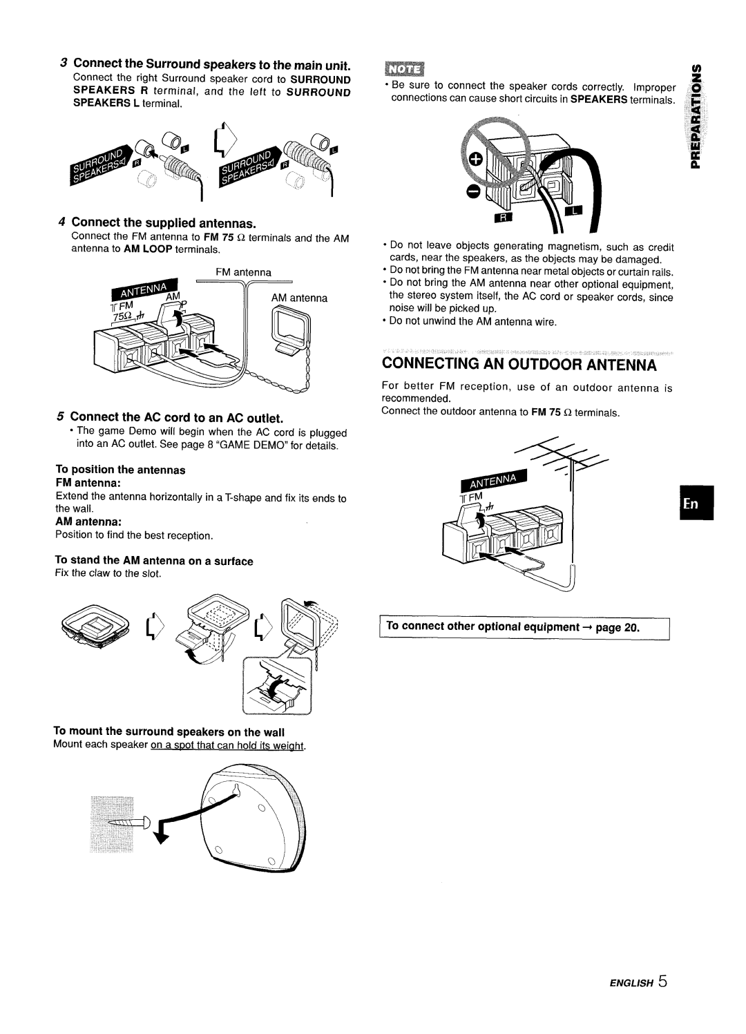 Sony Z-L30 manual Connect the Surround speakers to the main unit, Connect the supplied antennas 