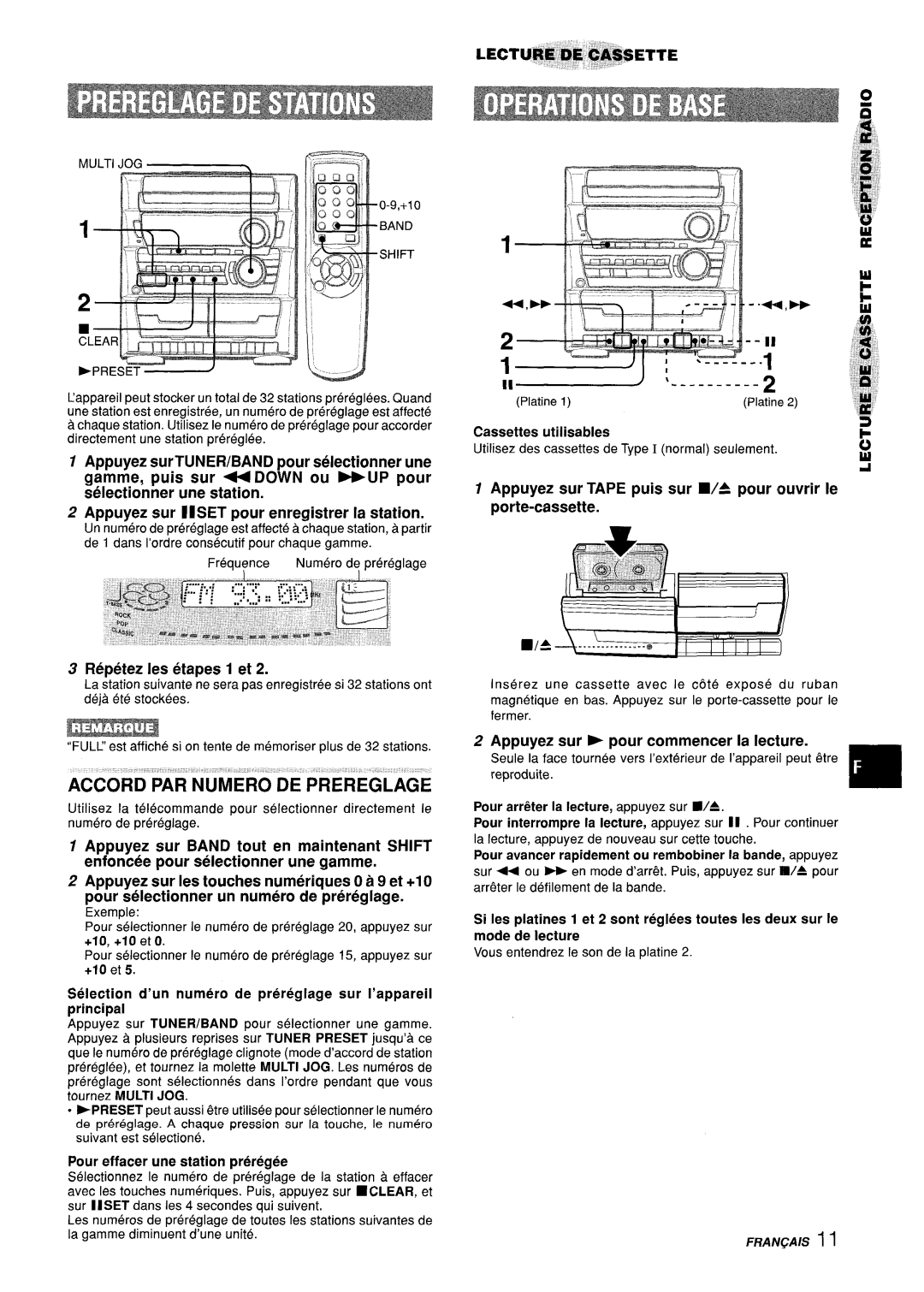 Sony Z-L30 manual Accord PAR Numero DE Prereglage, Repetez Ies etapes 1 et, Appuyez sur 0 pour commencer la lecture 