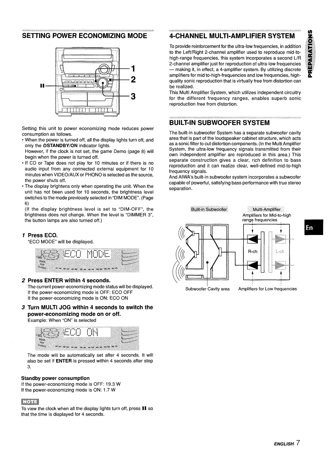 Sony Z-L30 manual Press ECO, Press Enter within 4 seconds, Standby power consumption 