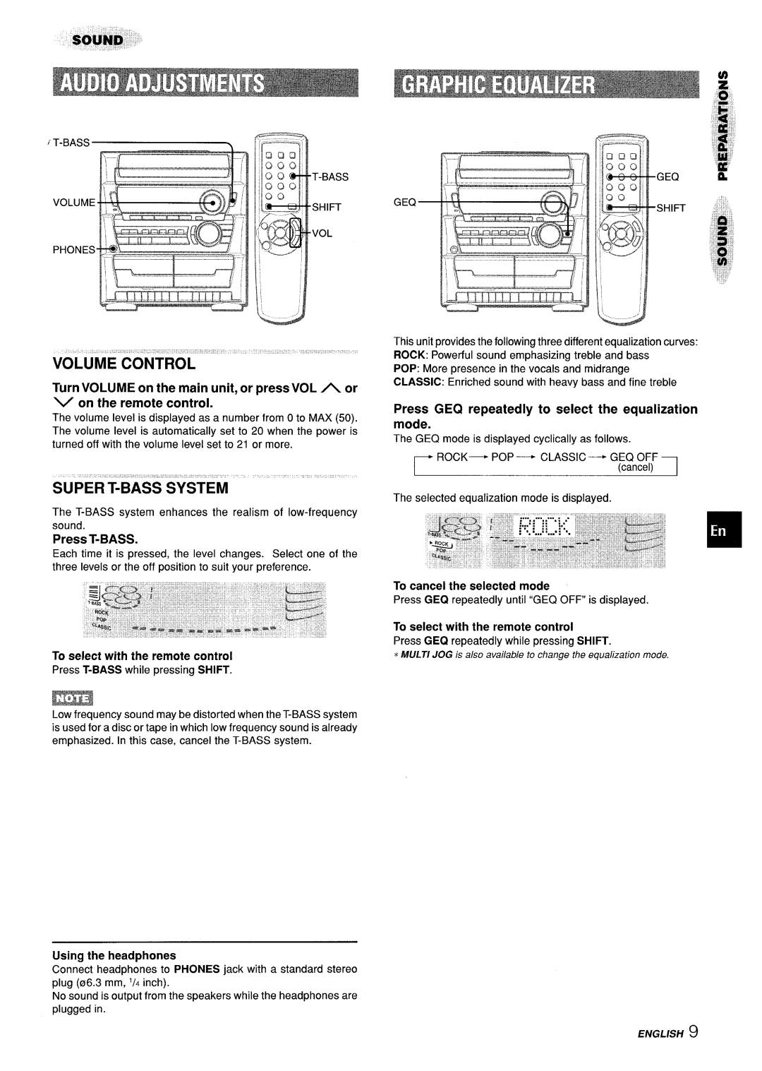 Sony Z-L30 manual Press T-BASS, To select with the remote control, Using the headphones, To cancel the selected mode 