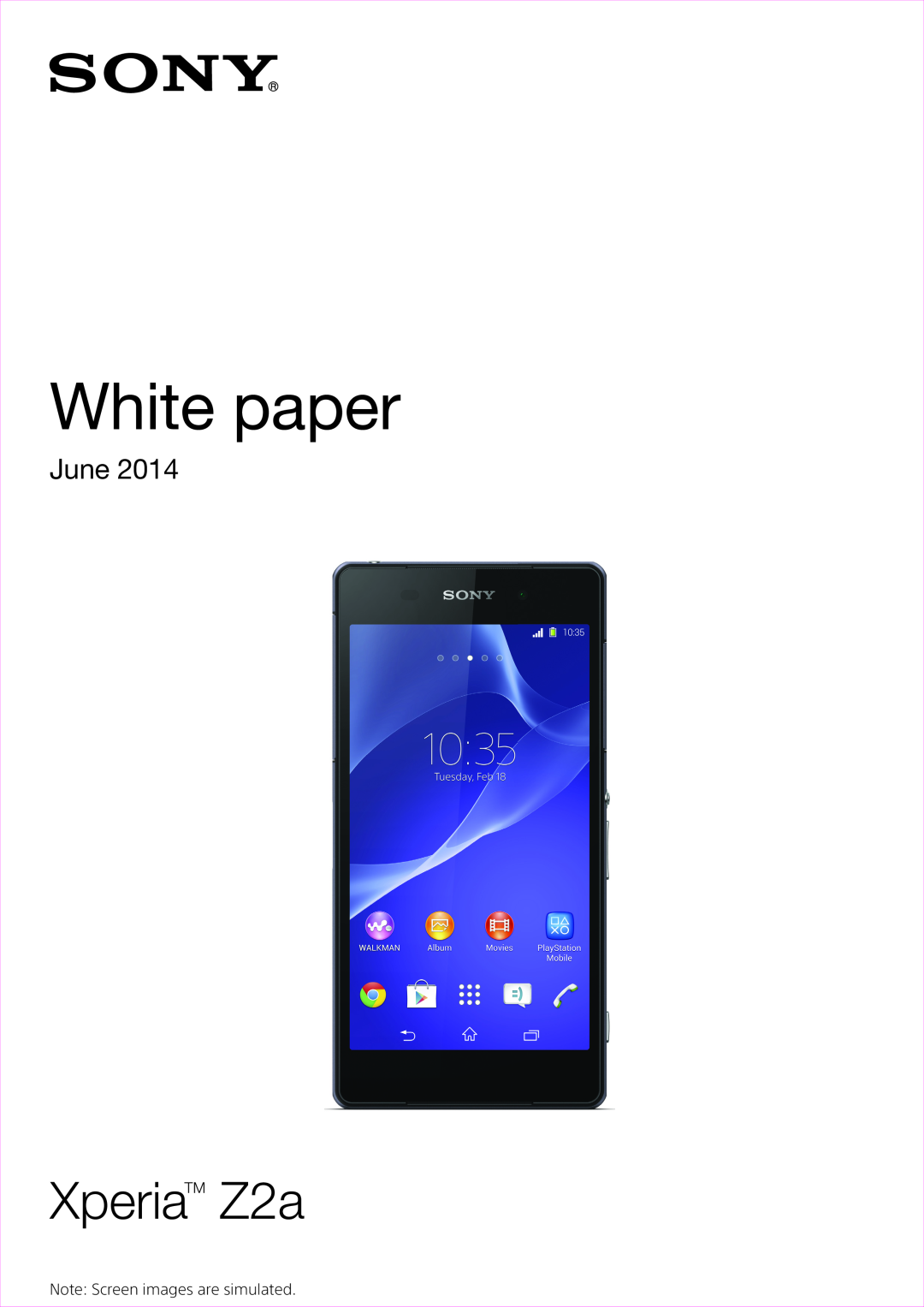 Sony manual White paper, XperiaTM Z2a, June 