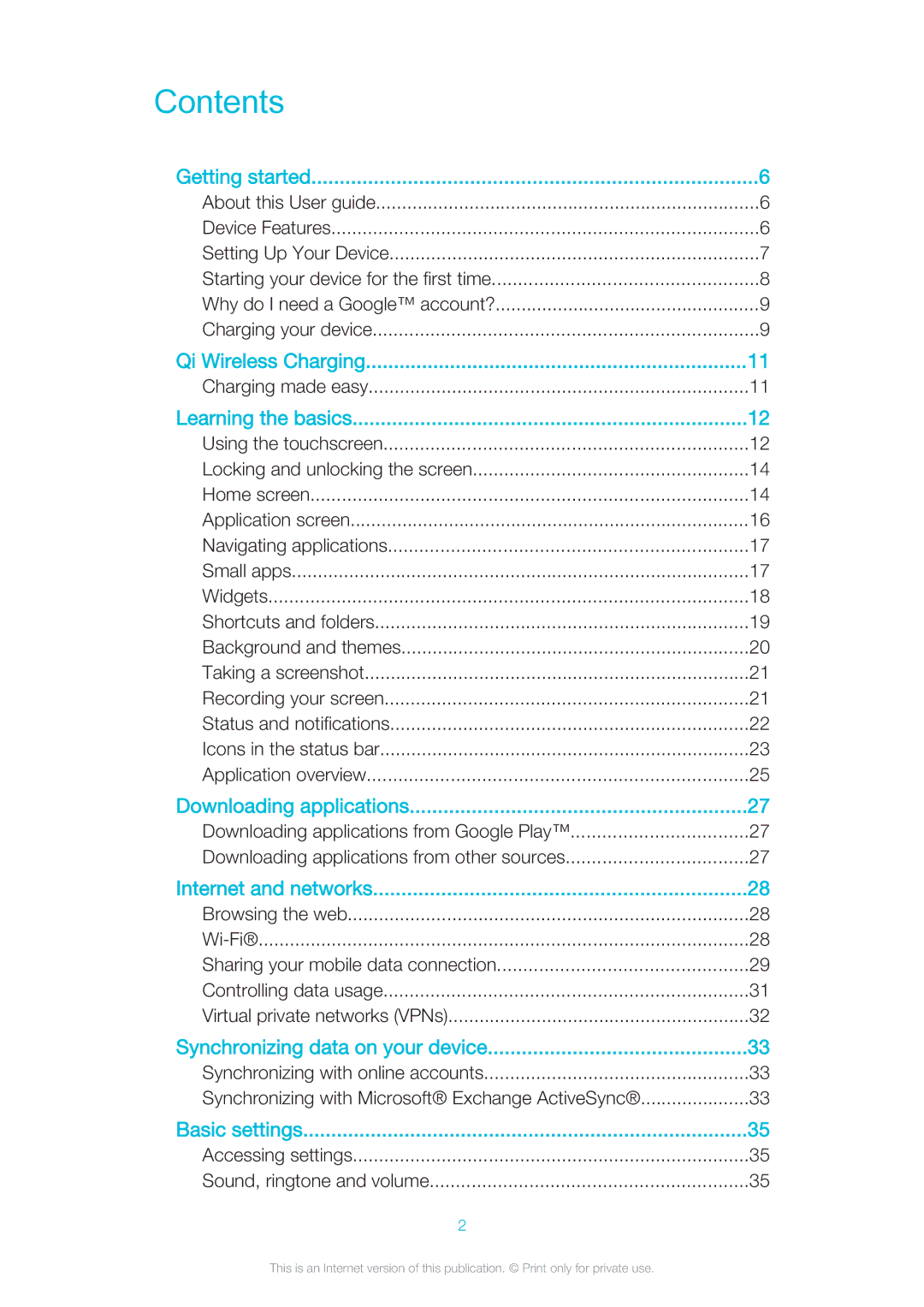 Sony Z3v manual Contents 