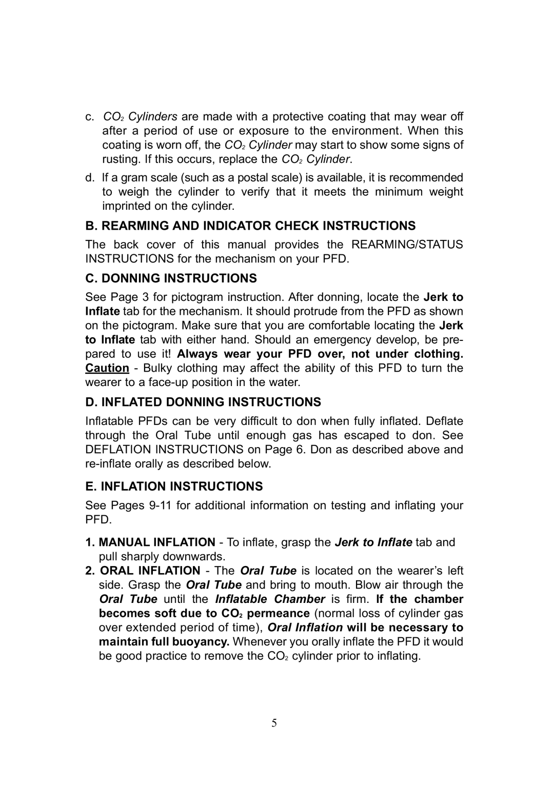 SOSpenders 33MSPT manual Rearming and Indicator Check Instructions, Inflated Donning Instructions, Inflation Instructions 