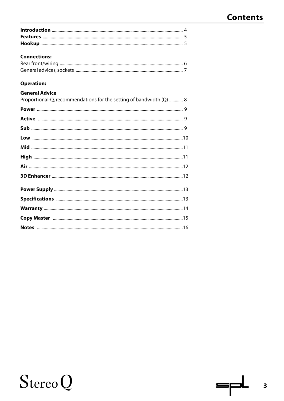 Sound Performance Lab 2048 manual Contents 