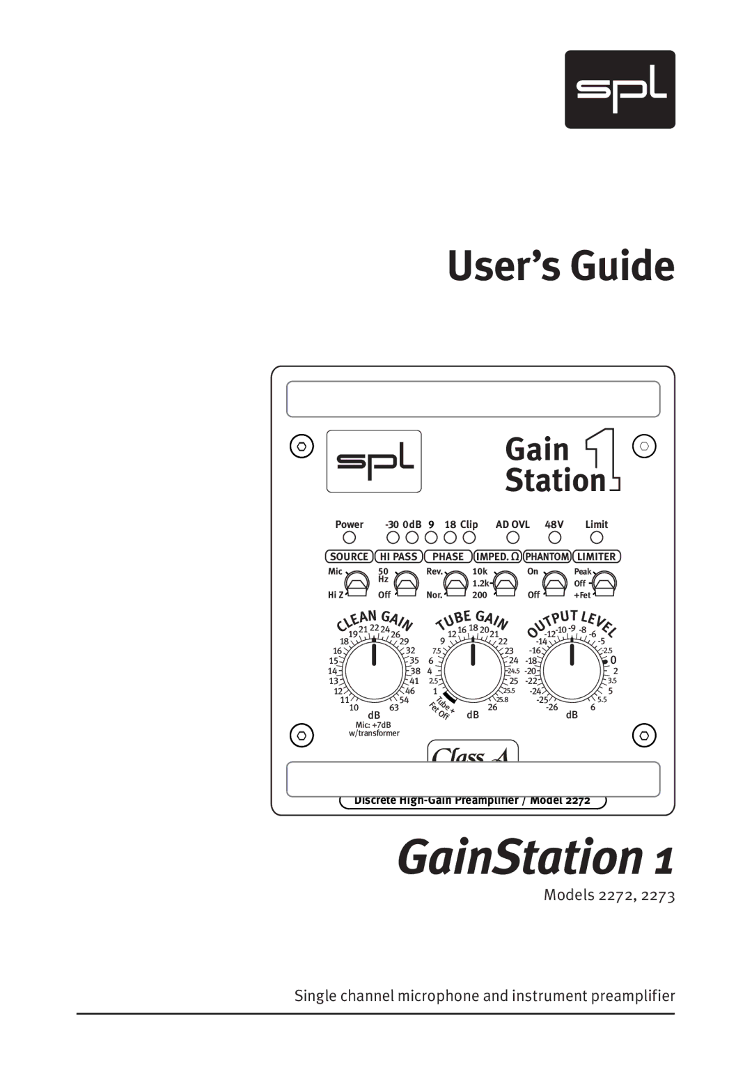 Sound Performance Lab 2272, 2273 manual GainStation 