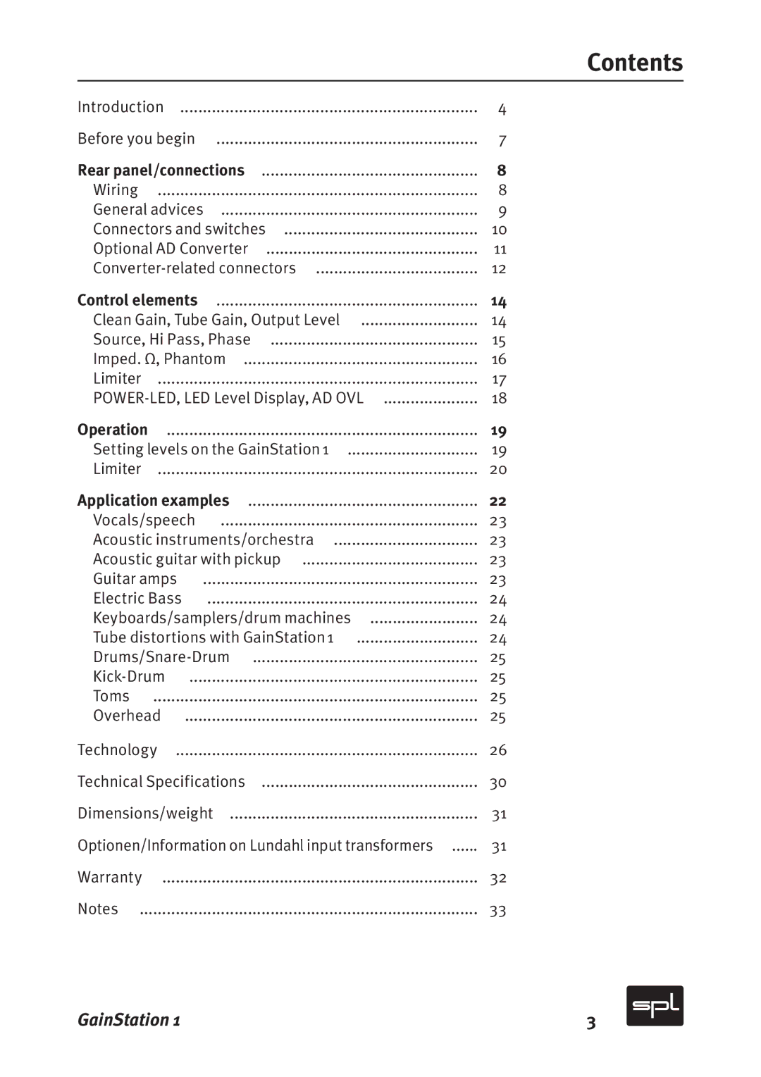 Sound Performance Lab 2272, 2273 manual Contents 